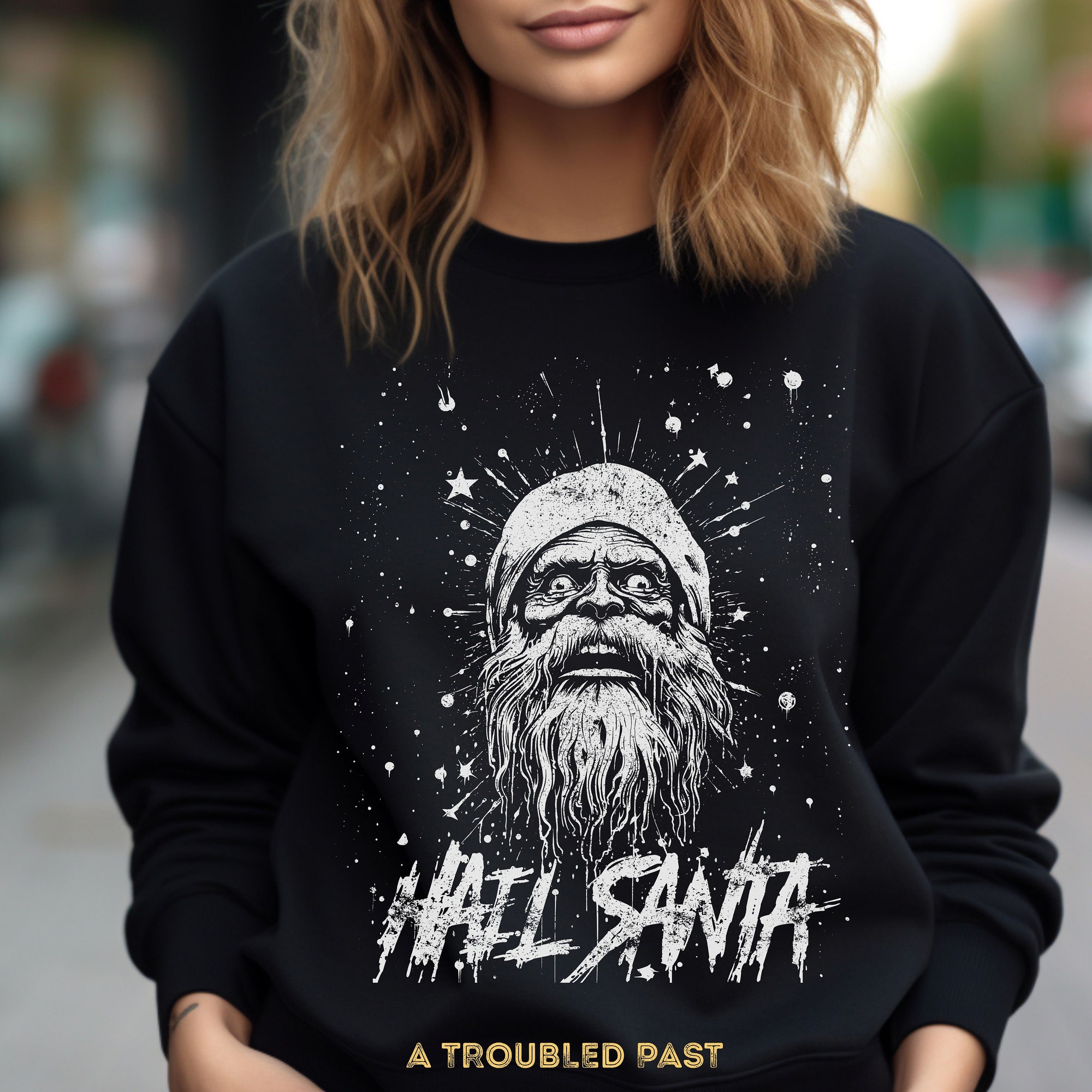 il_2000xN.5379866680_57gr.jpg Hail Santa Sweatshirt: Gothic Creepmas Horror Xmas Gift
