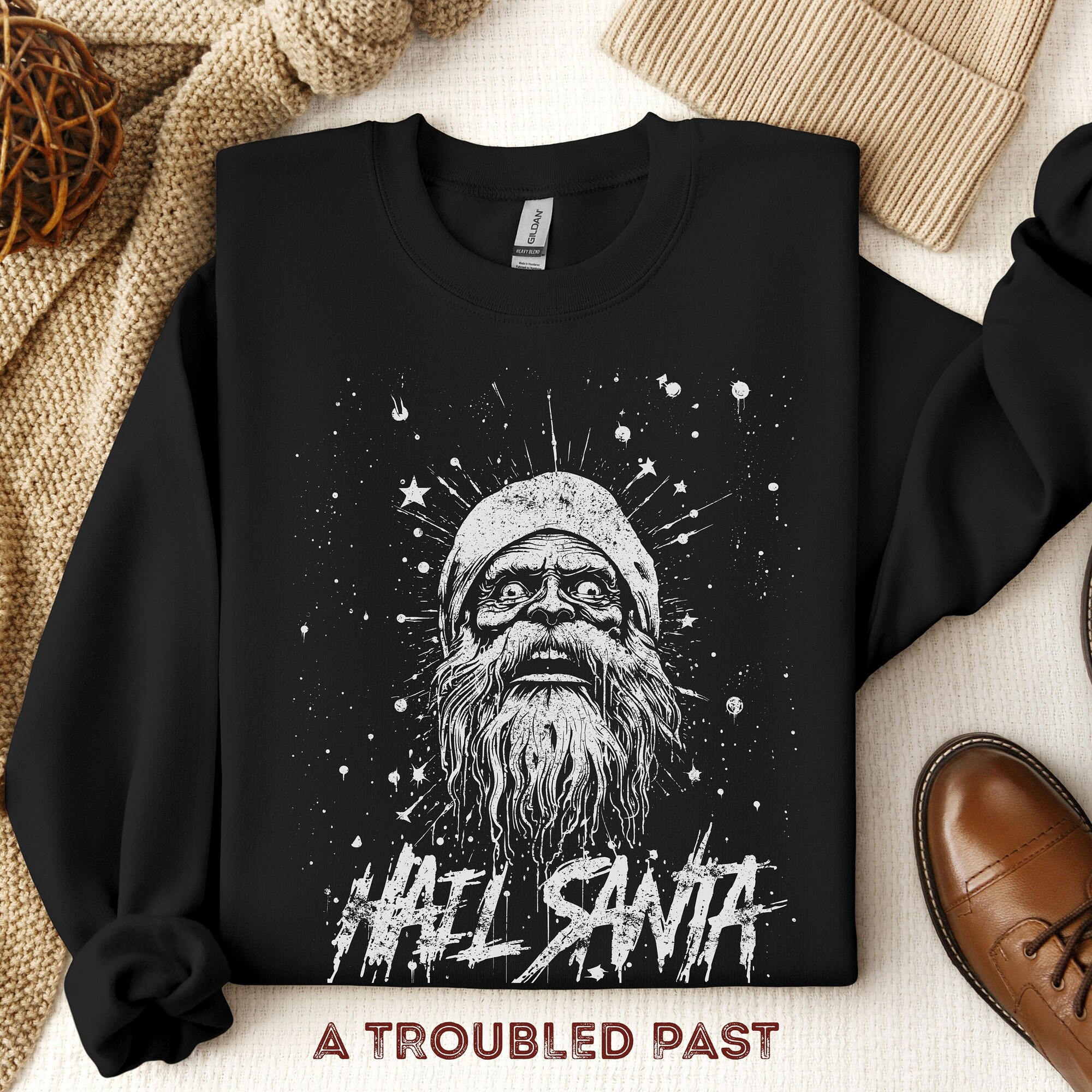 Hail Santa Sweatshirt: Gothic Creepmas Horror Xmas Gift