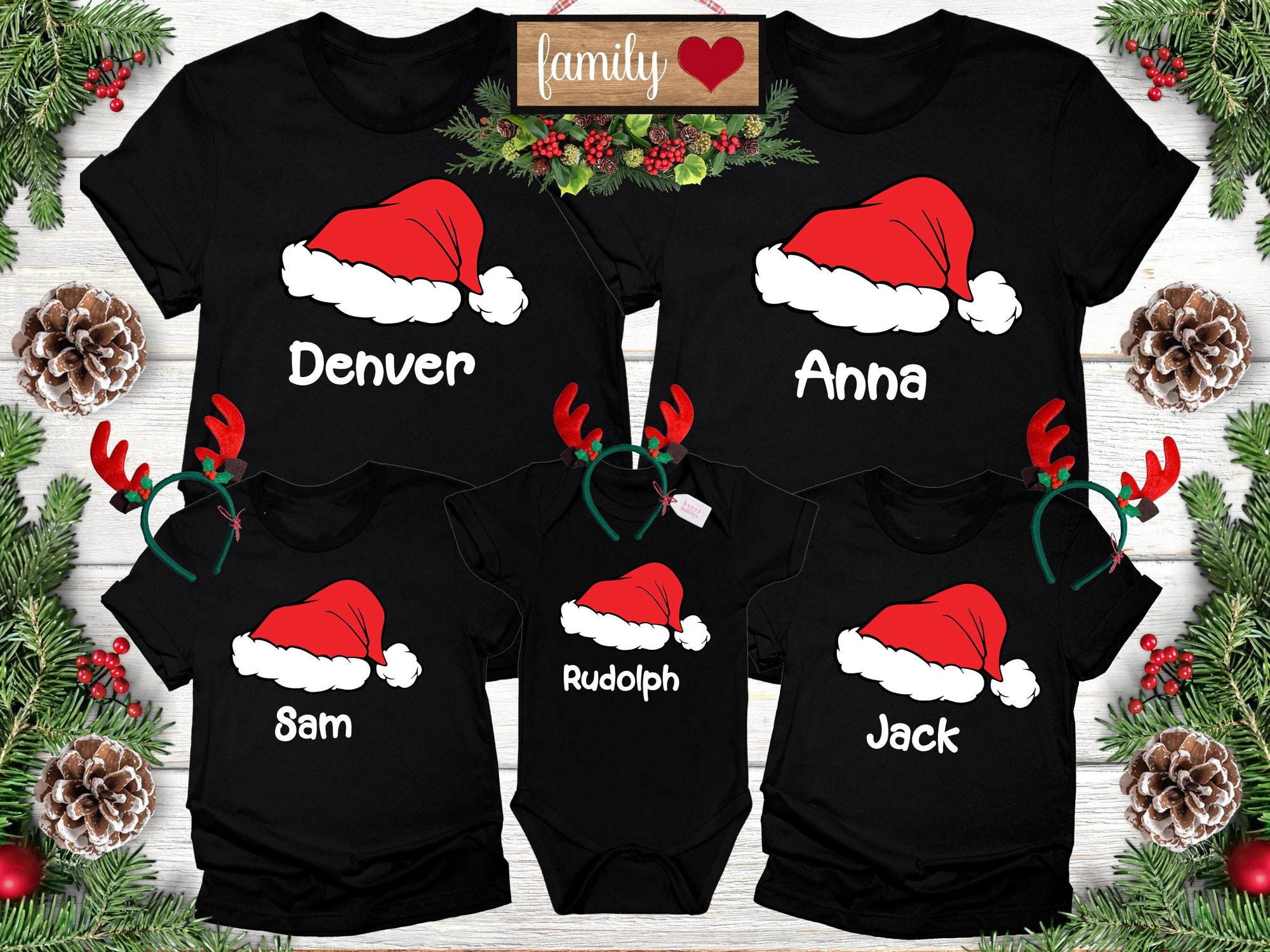 Christmas Family Name Shirts, Santa Xmas Tees, Personalized Family T-shirts, Christmas 2025 Shirts