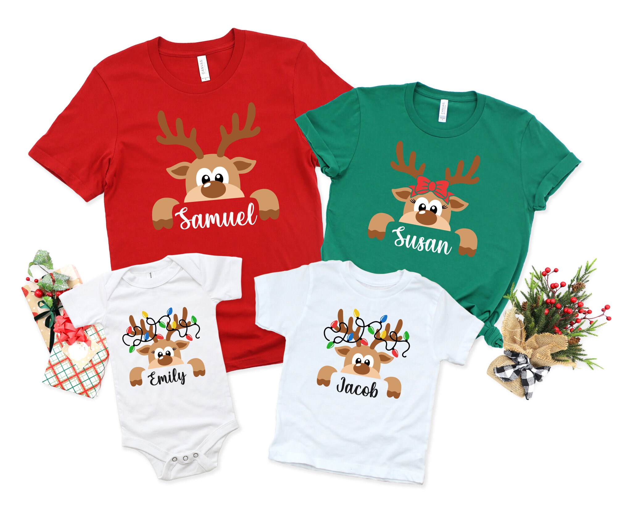 il_2000xN.5401880472_lh75.jpg Reindeer Family Christmas Shirts: Custom Name Matching Group Tees