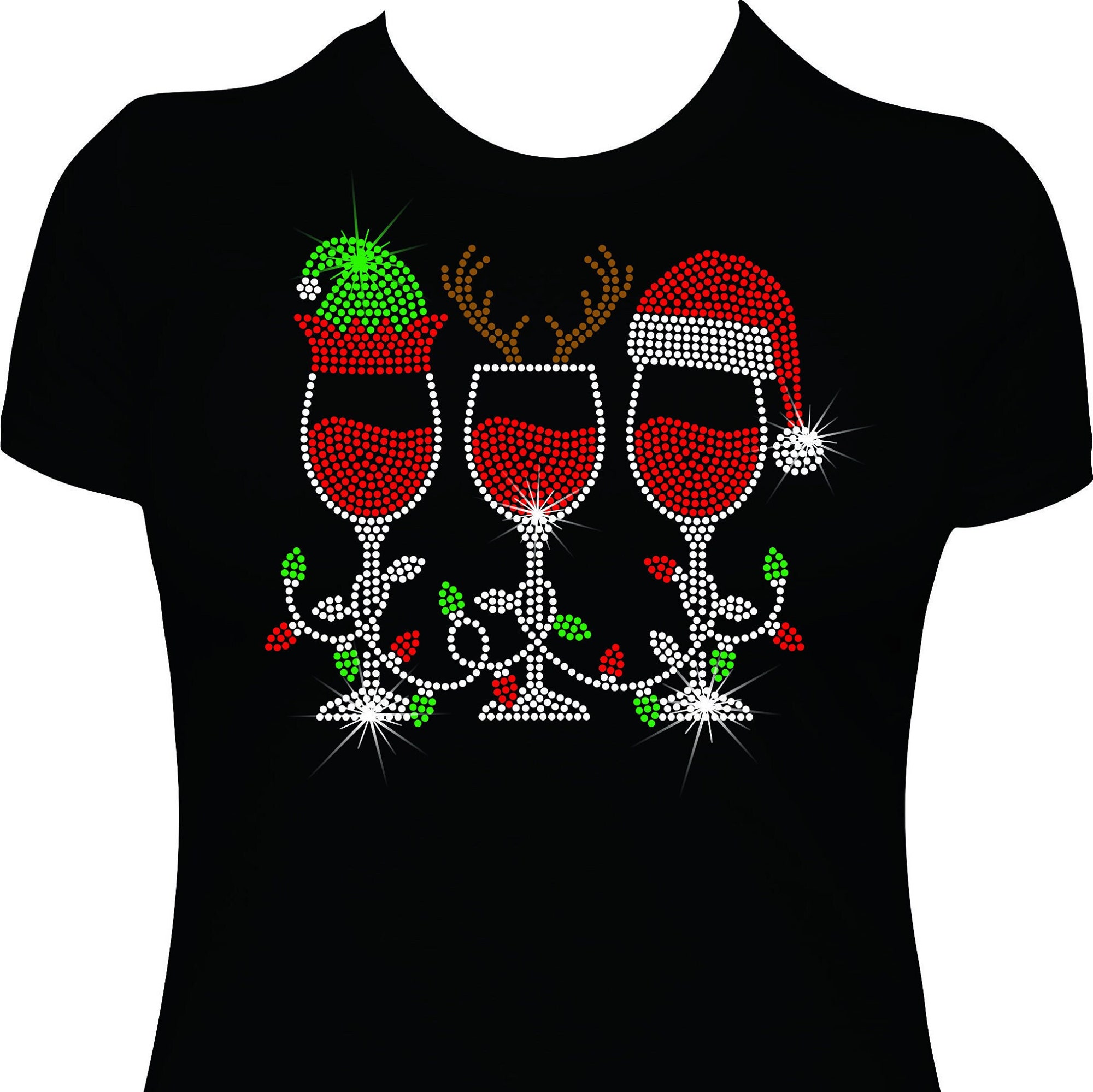 Christmas Glasses Rhinestone Mega Bling  Shirt