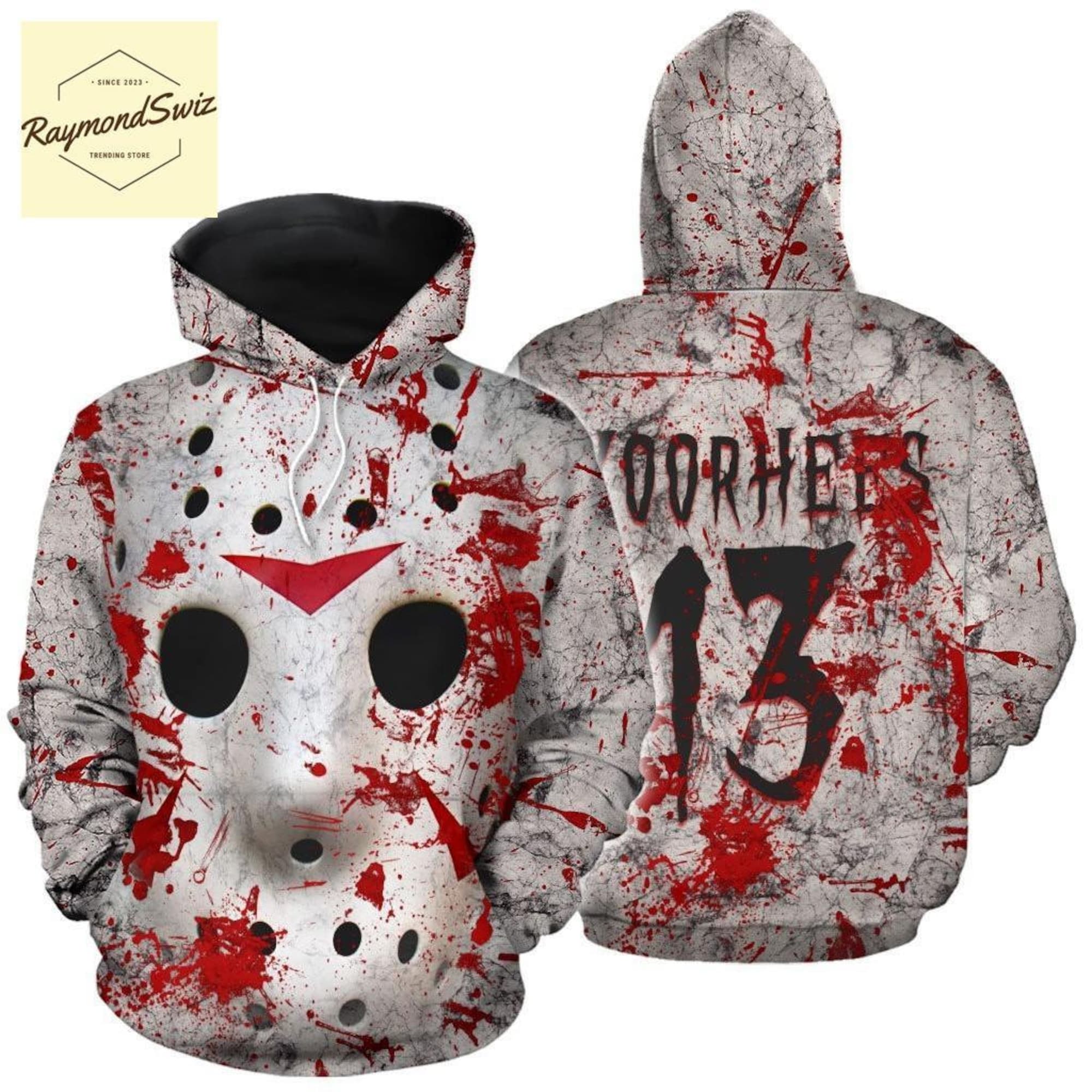 Jason Voorhees Hoodie, Voorhees Zip Hoodie, Horror Characters Sweatshirt, Friday The 13th Hoodie, Scary Movie Hoodie Men