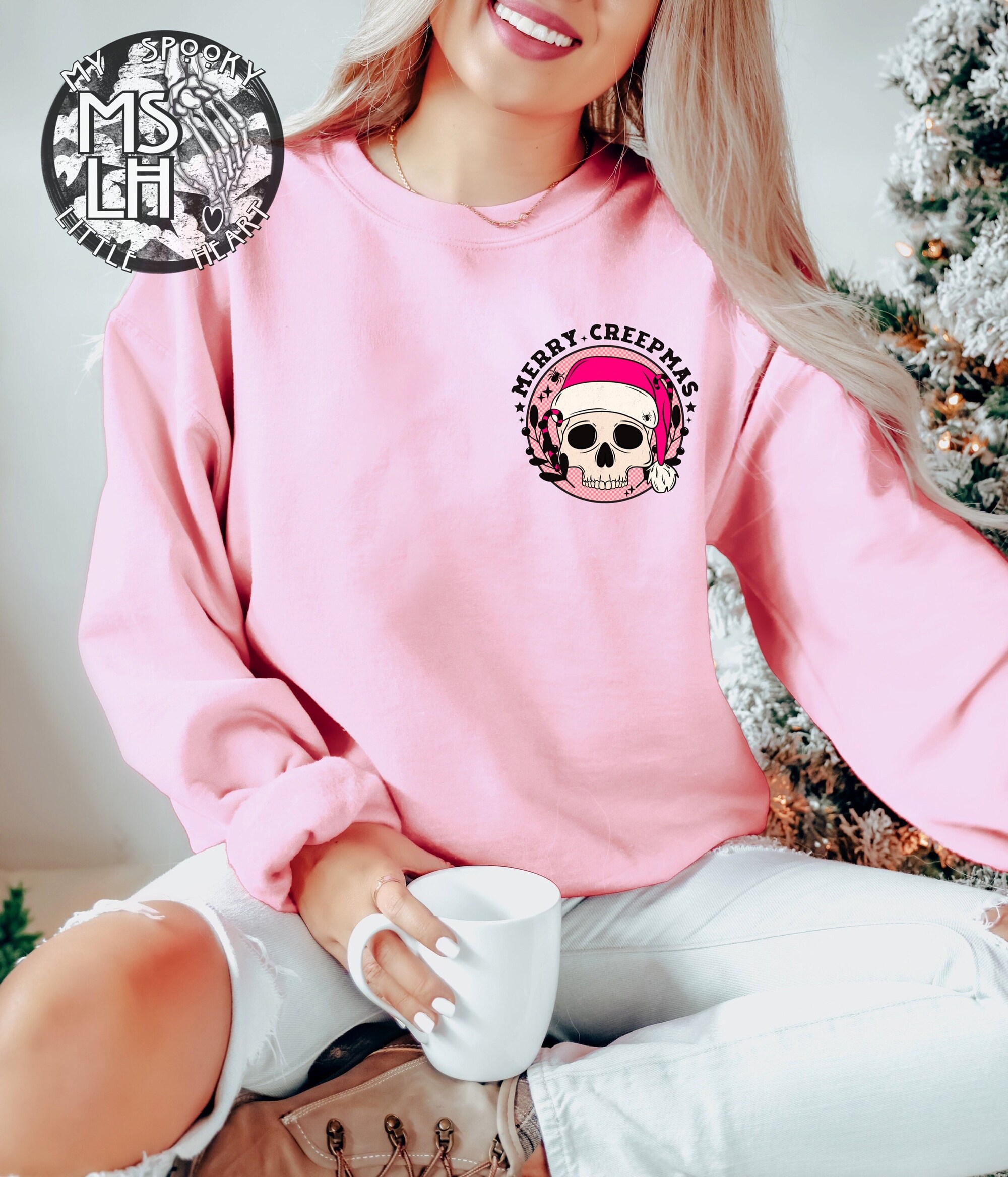 Merry Creepmas, Cute Pastel Goth Christmas Crewneck, Christmas sweatshirt, dead inside but it’s Christmas, Gothmas, Spooky Christmas, alt