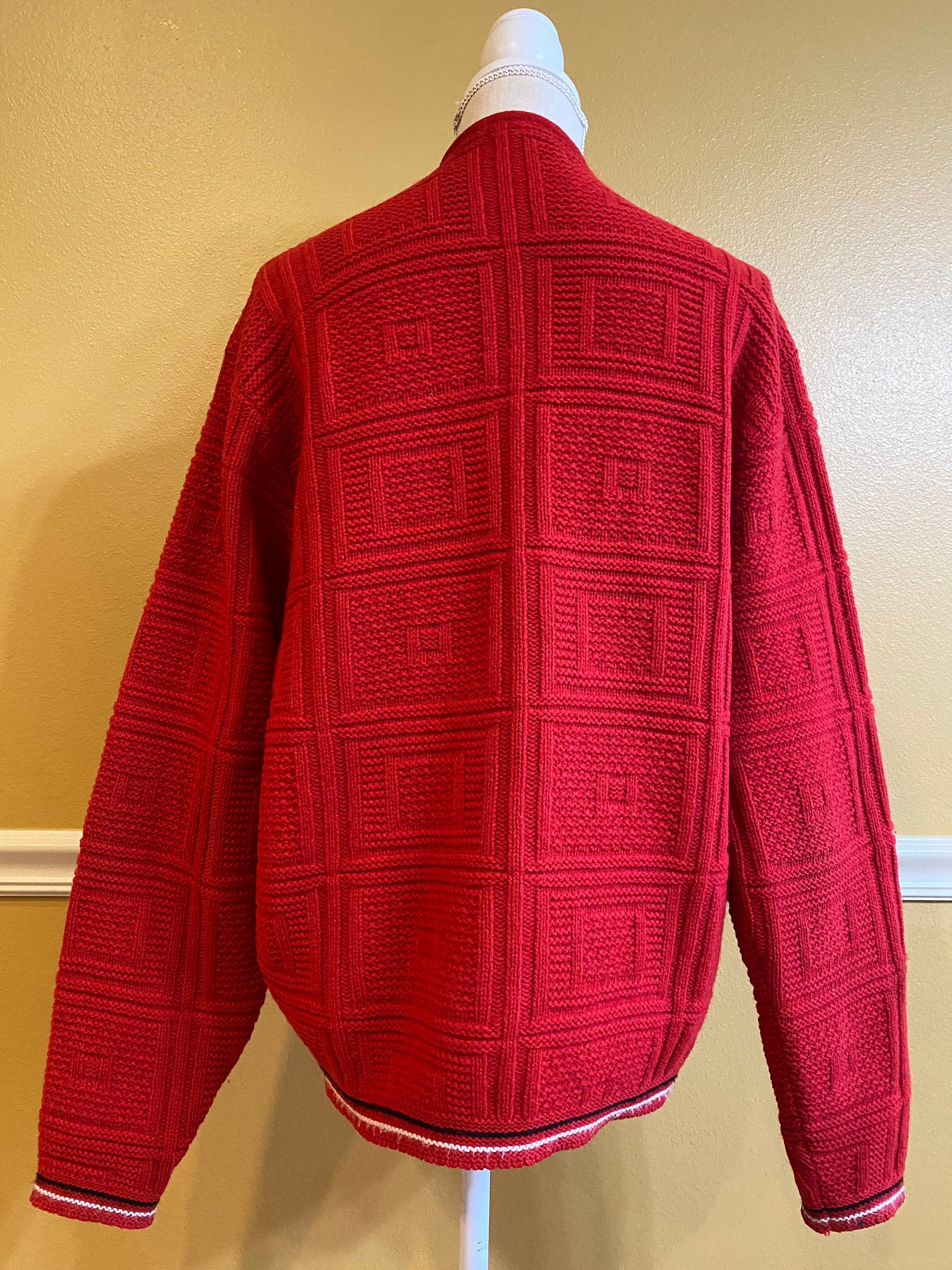il_2000xN.5437453195_i22r.jpg Vintage 60s Catalina Shetland Wool Sweater Jacket: Geometric Mod Style, Size XL