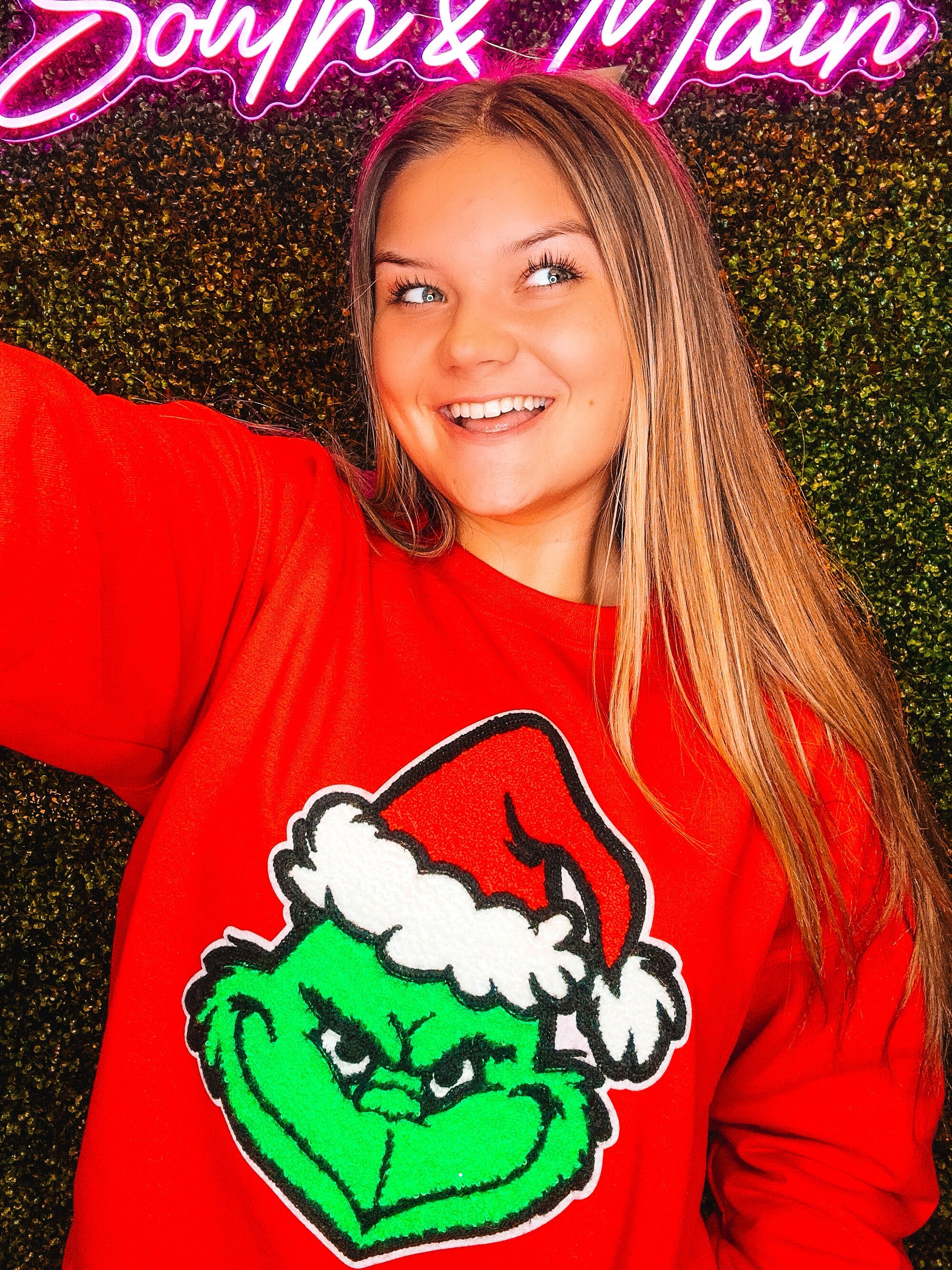 il_2000xN.5444523302_7pwn-2.jpg Green Grinch Chenille Sweatshirt - Red