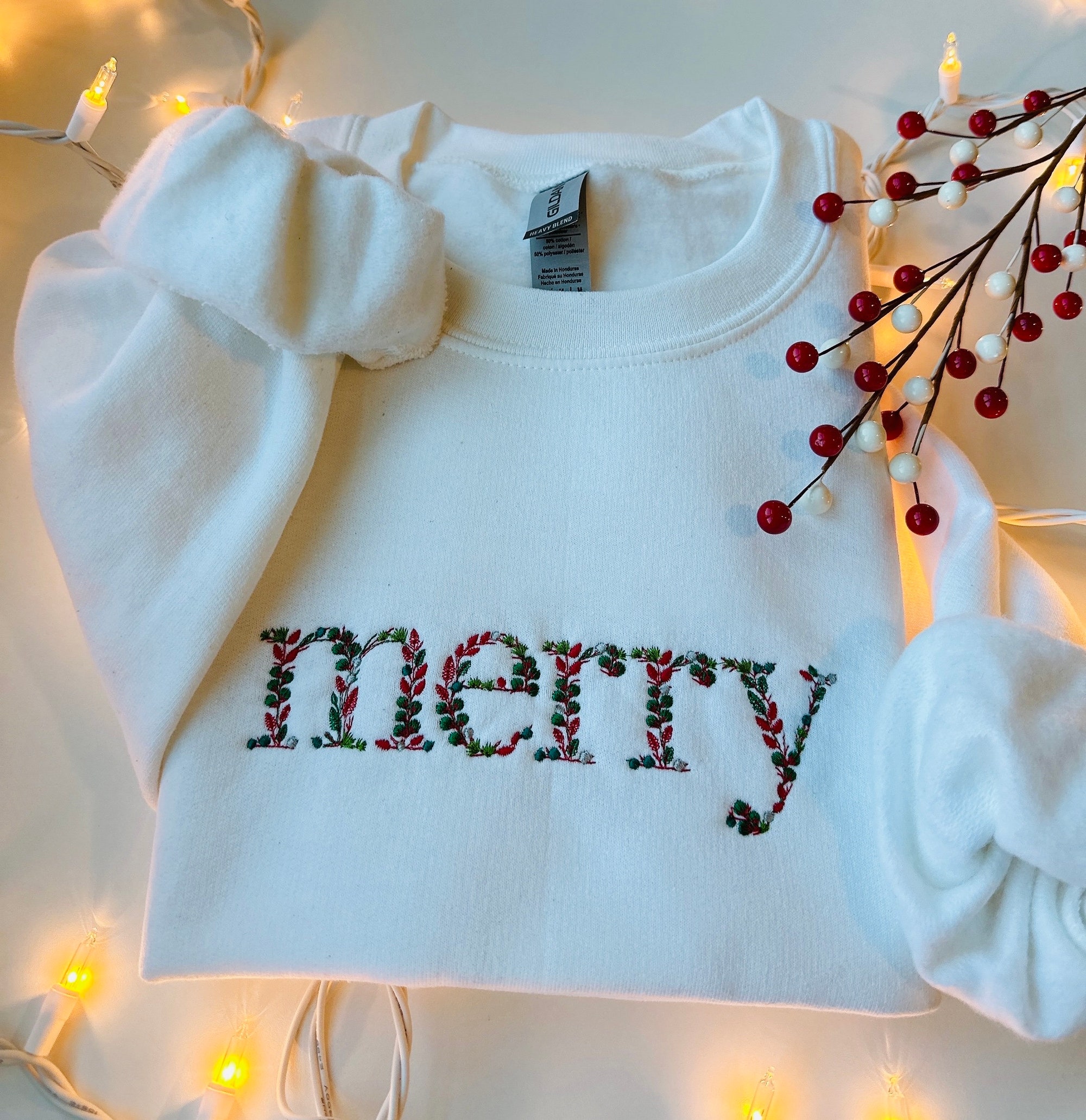 il_2000xN.5463409056_befv-3.jpg Embroidered Floral 'Merry' Christmas Sweatshirt: Holiday Crewneck Pullover