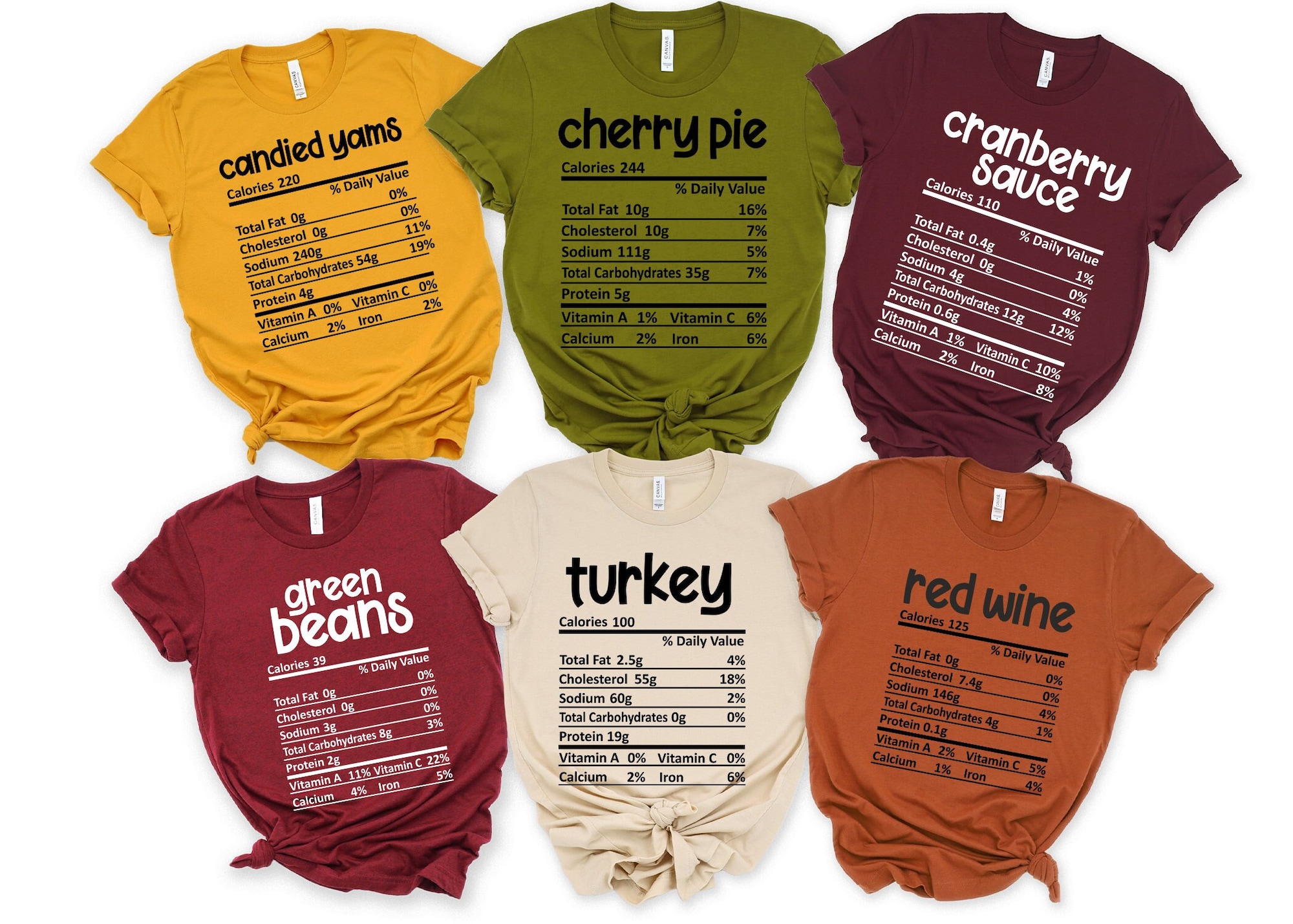 Funny Thanksgiving Food Nutrition Facts Shirt: Holiday Group Tee