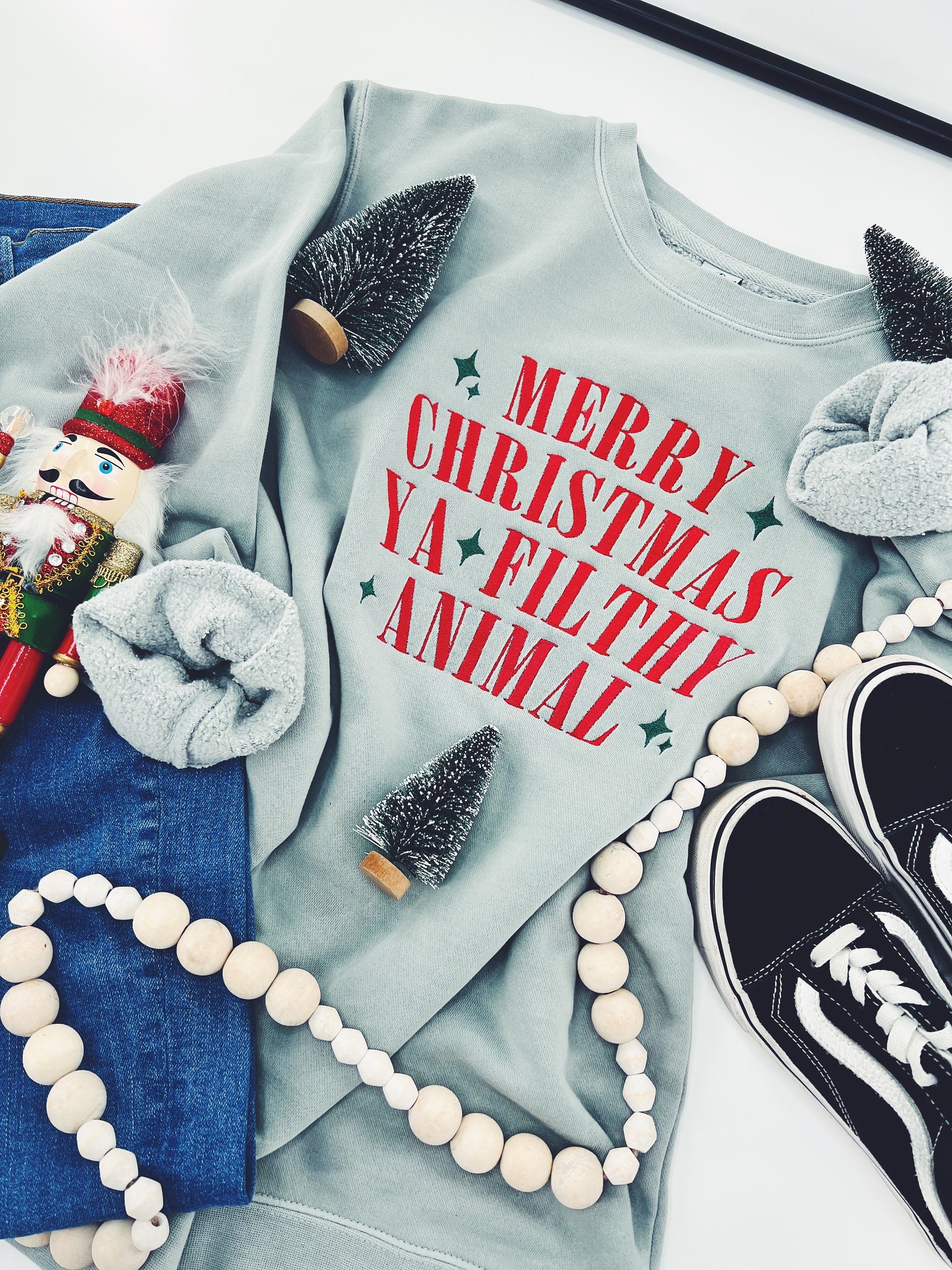 il_2000xN.5482299337_gi4f.jpg Merry Christmas Ya Filthy Animal Embroidered Christmas Crewneck Sweatshirt, Home Alone Christmas Crewneck, Kevin McCalister, Home Alone crew