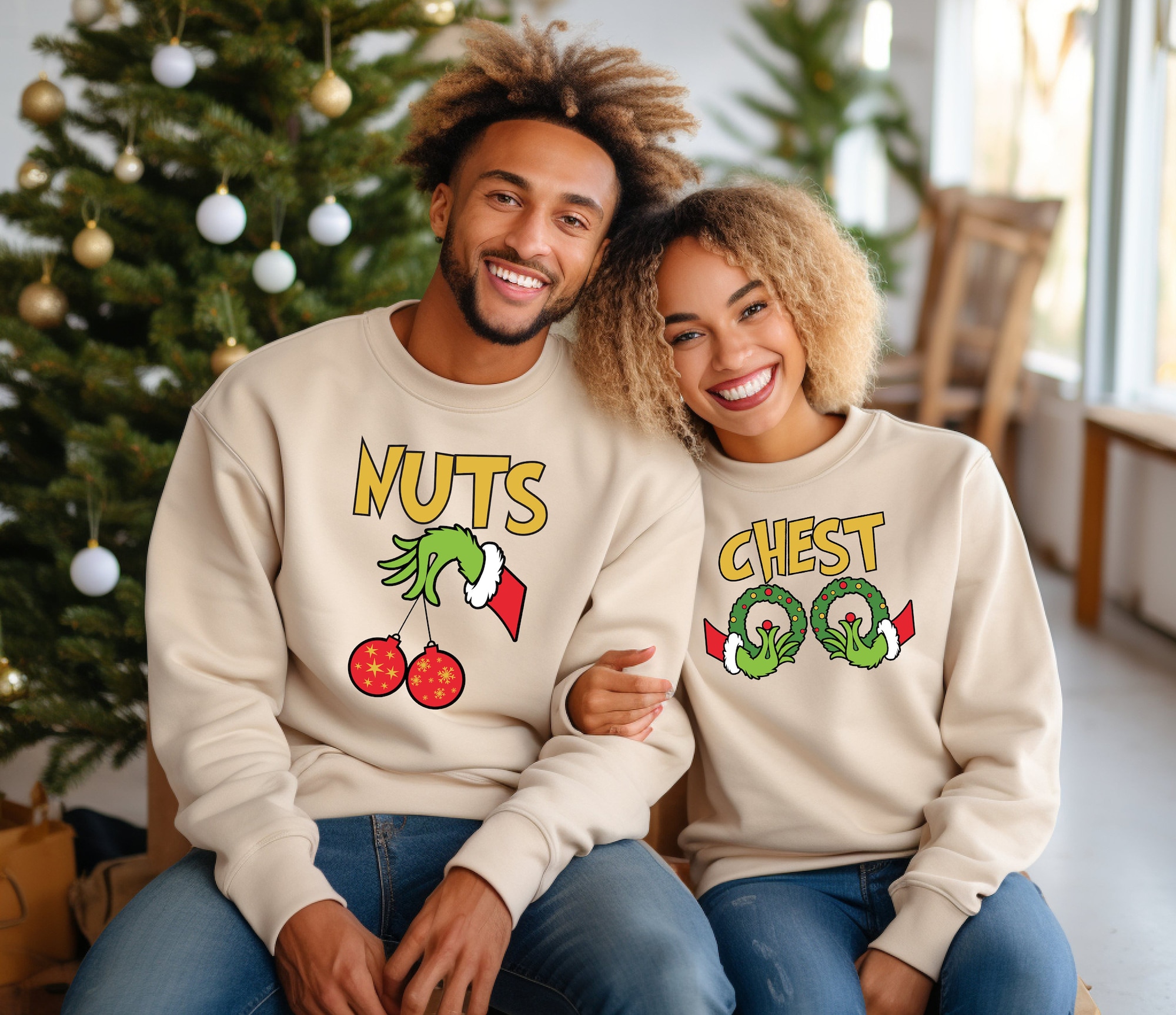 Chest Nuts Christmas Sweatshirt, Christmas Couple Sweatshirt, Holiday Matching, Matching Sweatshirt, Funny Christmas Sweatshirt