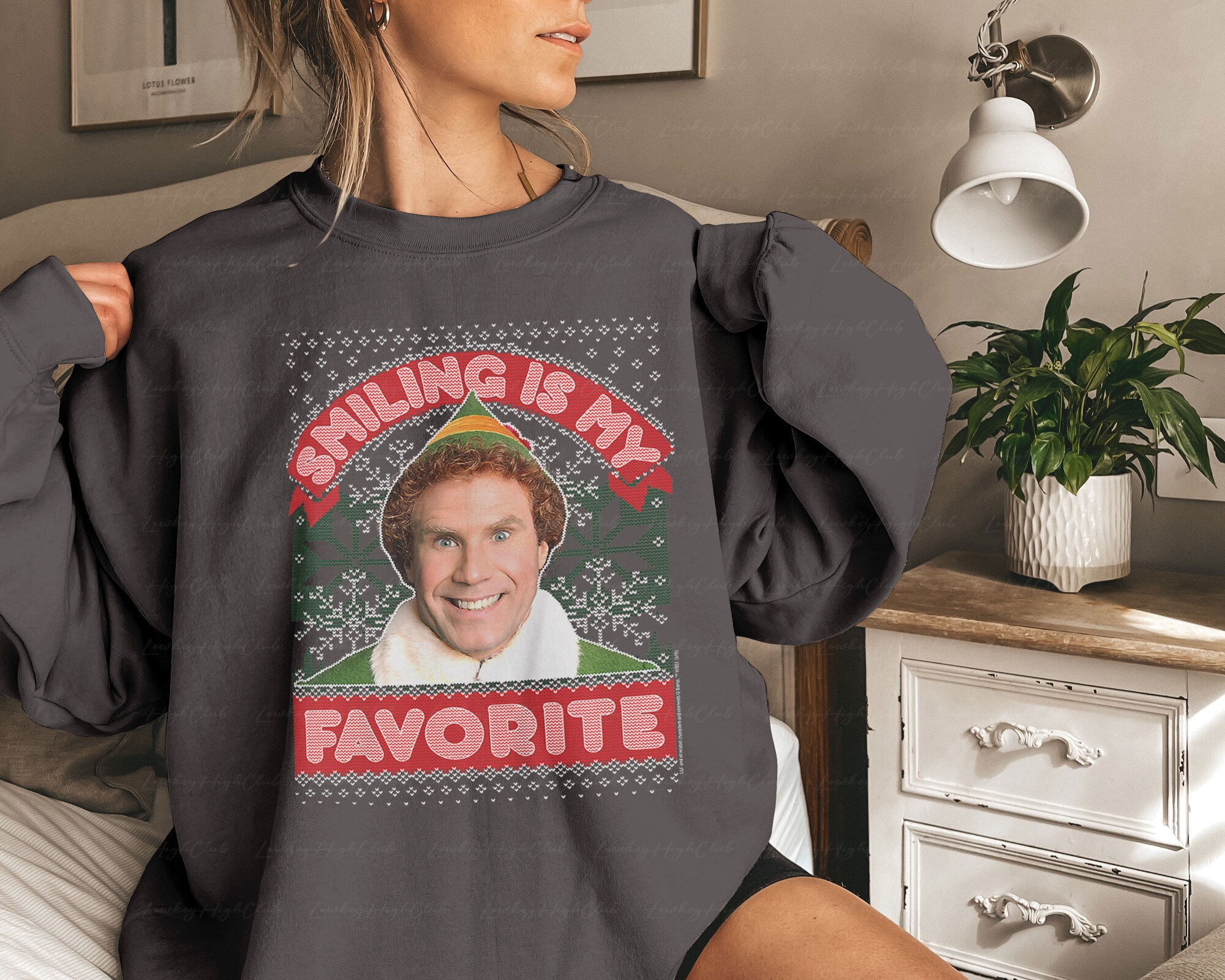 Ugly Christmas Elf Smiling Is My Favorite Sweatshirt, Elf Ugly Christmas Shirt, Christmas Movie Shirt,Santa I Know Him,Cozy Elf Shirt,MYA058