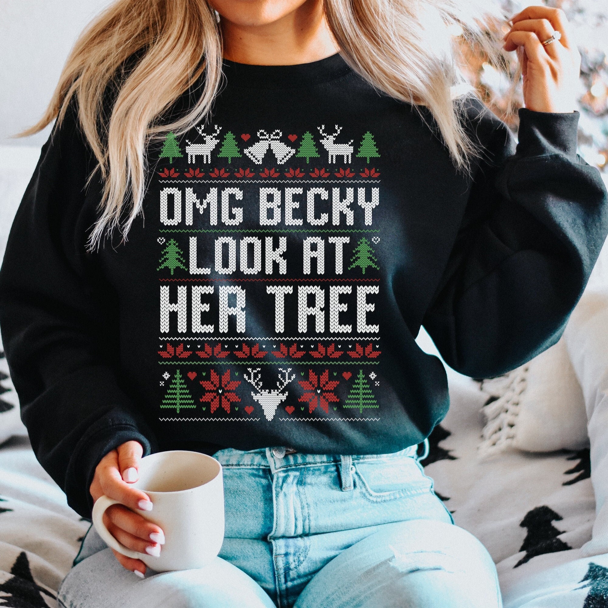 Omg Becky Look at Her Tree, Funny Ugly Christmas Sweater, Xmas Party Outfit, Christmas Pajamas