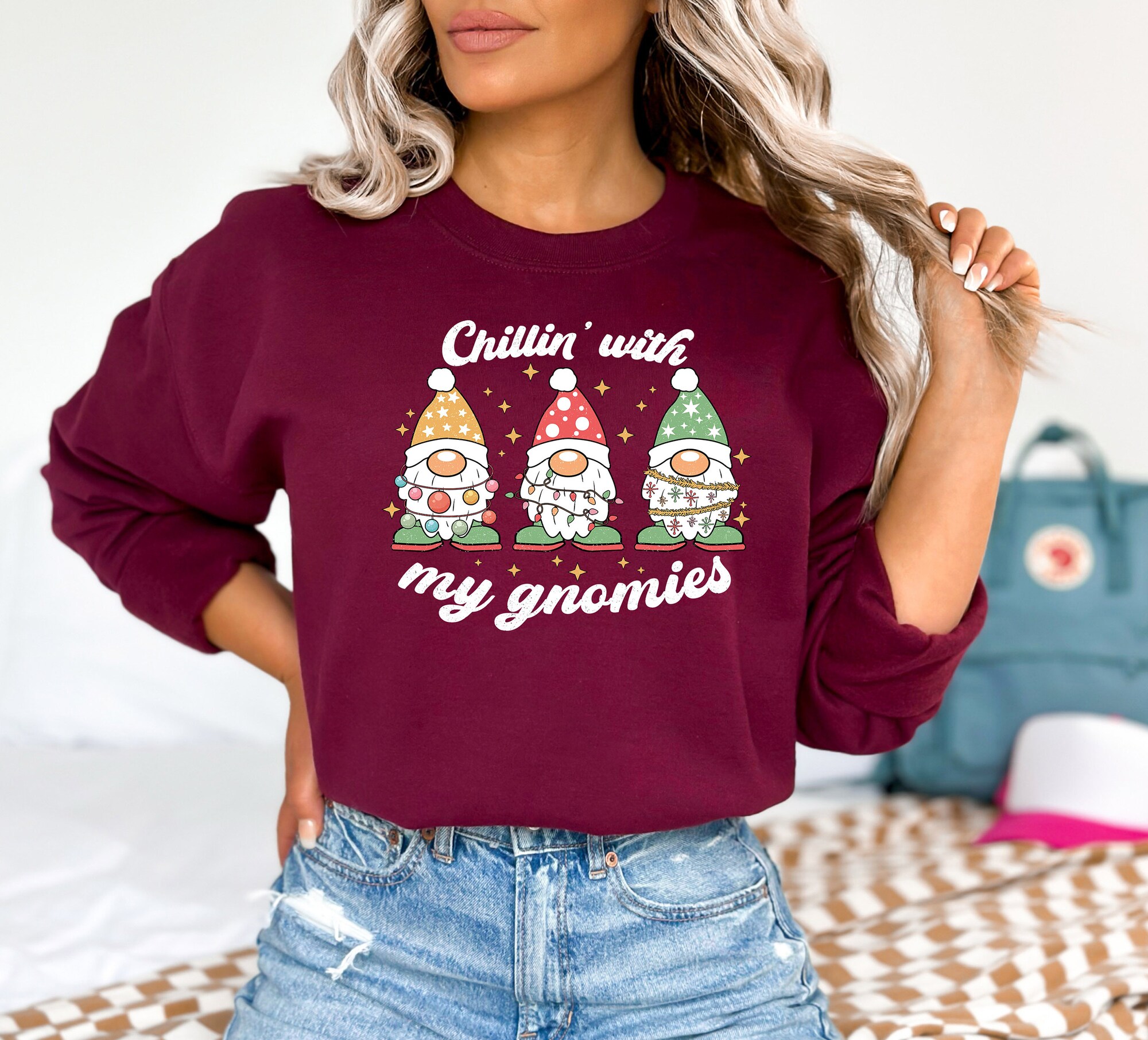 il_2000xN.5499720423_iiyo-1.jpg Chillin With My Gnomies Shirt, Cute Gnomes Xmas TShirt, Funny Womens Gnomey T-Shirt, Matching Group Tee, Festive Family Holiday Graphic Tees