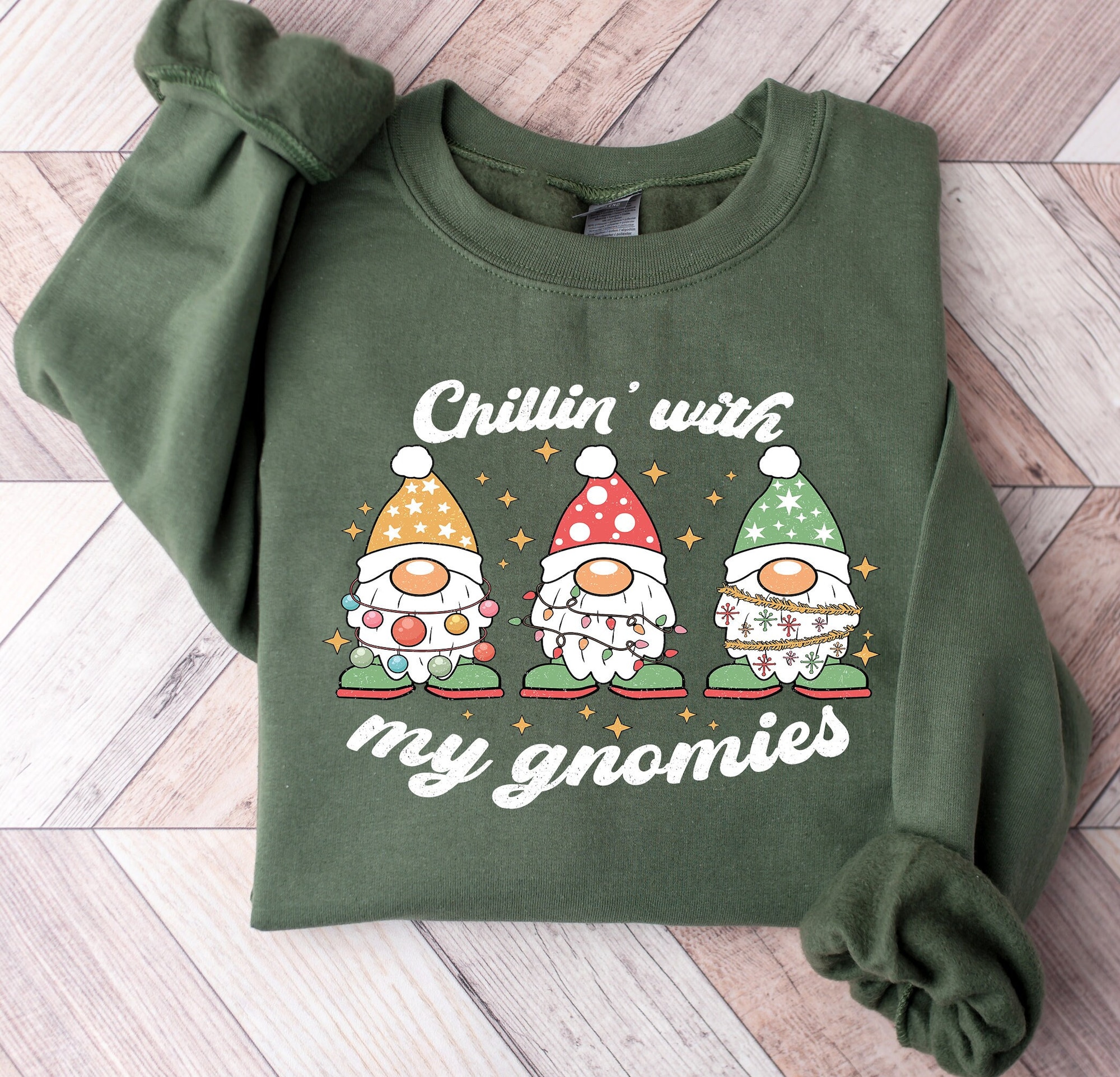 Chillin With My Gnomies Shirt, Cute Gnomes Xmas TShirt, Funny Womens Gnomey T-Shirt, Matching Group Tee, Festive Family Holiday Graphic Tees
