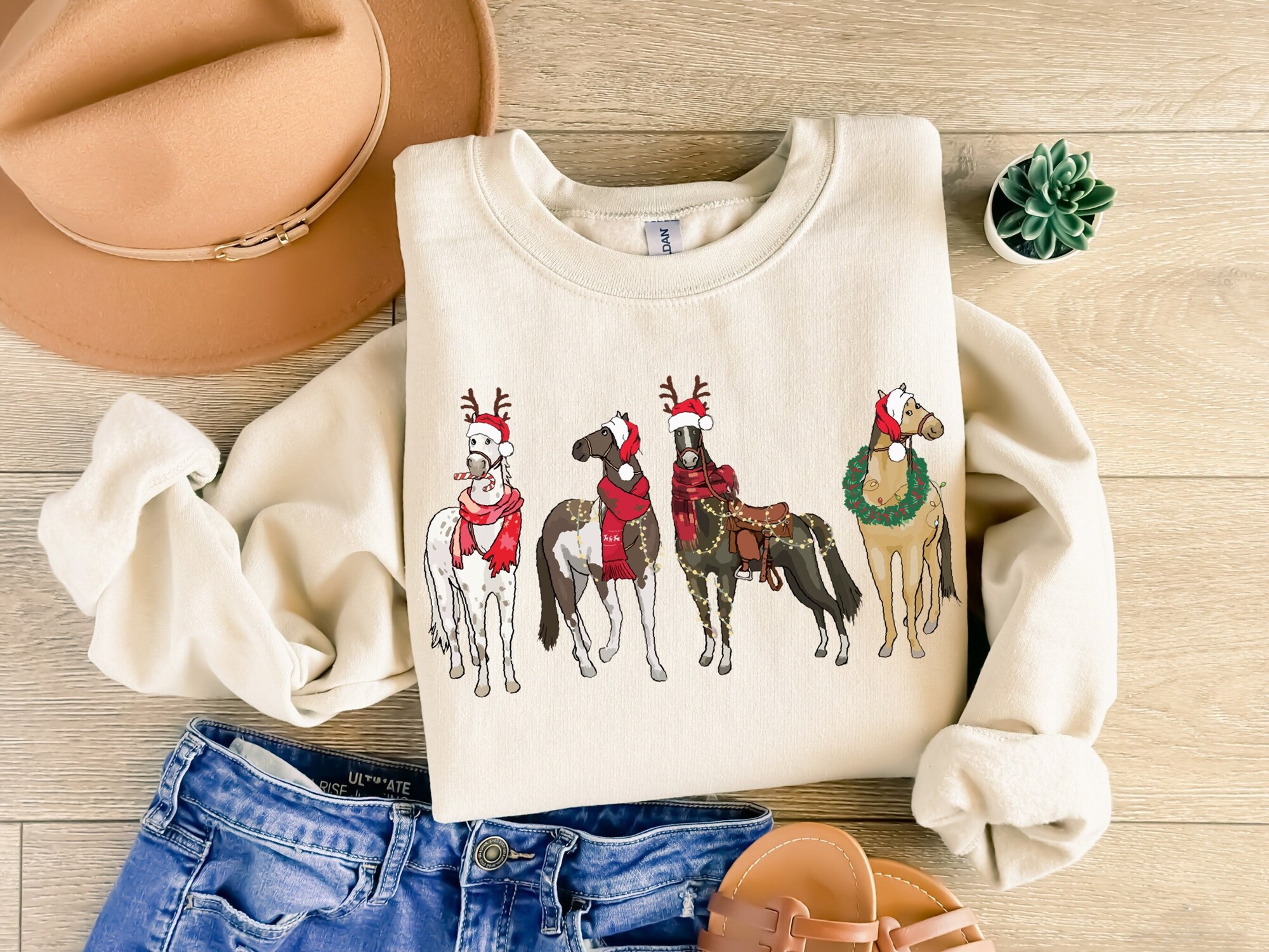 Cute Christmas Horses Sweatshirt, Cute Horses Christmas Sweatshirt, Cowgirl Christmas Tshirt, Howdy Girl Tshirt, Horse Lovers