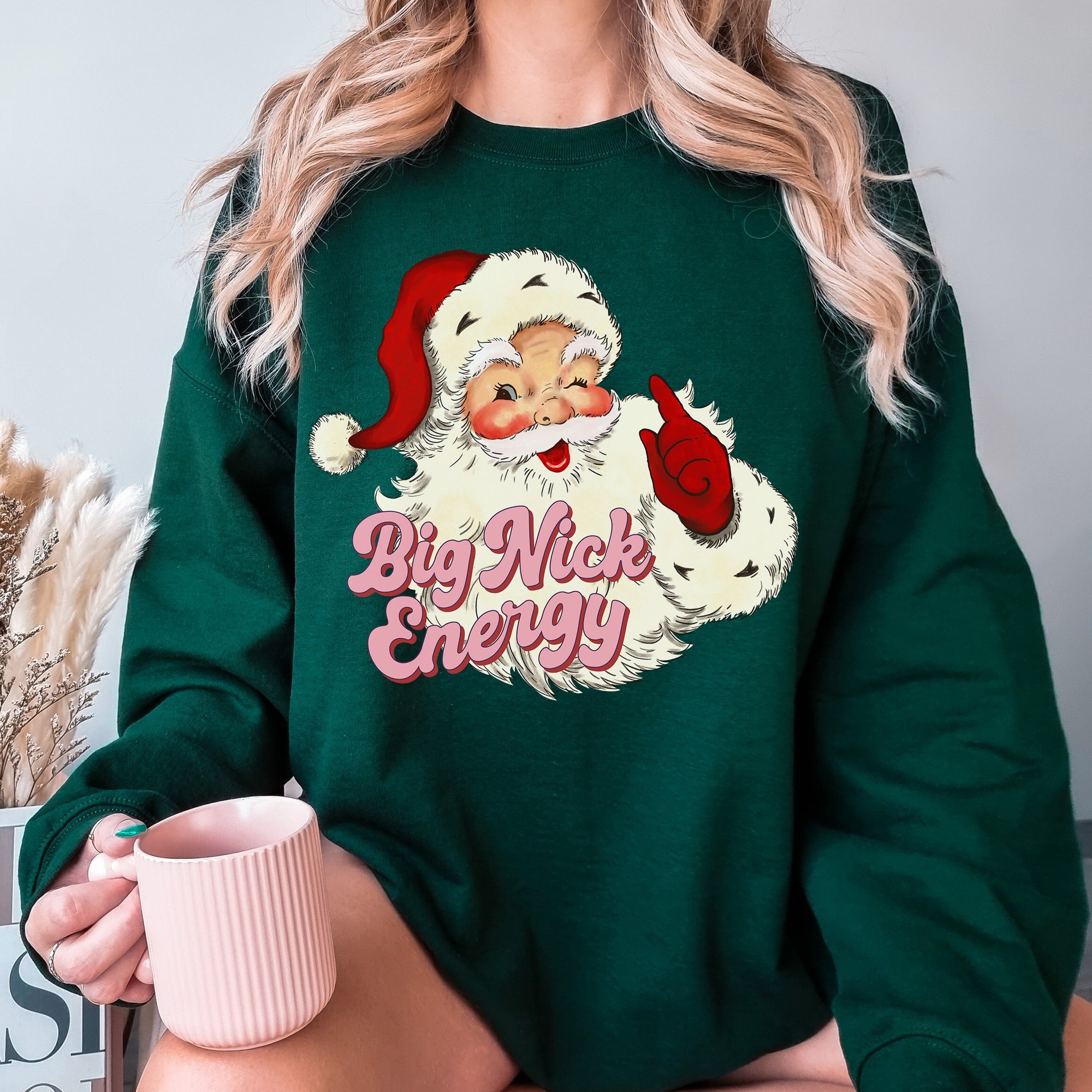 Unisex Big Nick Energy Funny Christmas Sweater, Ugly Christmas Sweater, Vintage Retro Santa