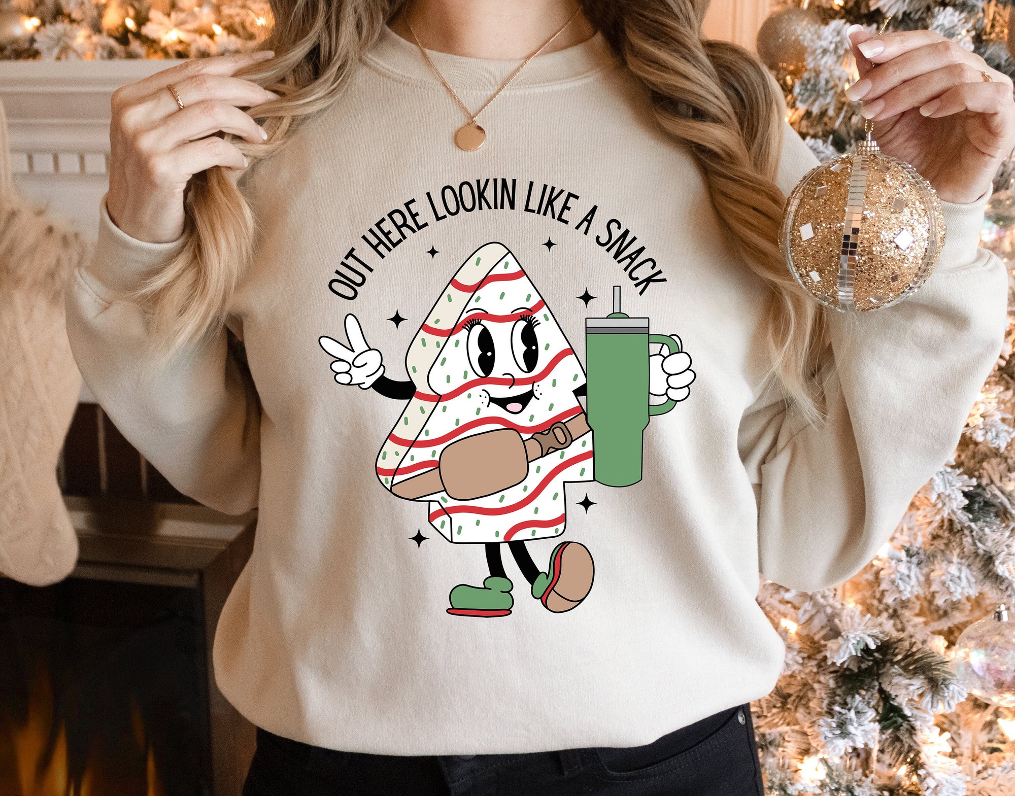 Funny Christmas Sweatshirt: Retro Holiday ‘Looking Like a Snack’ Design
