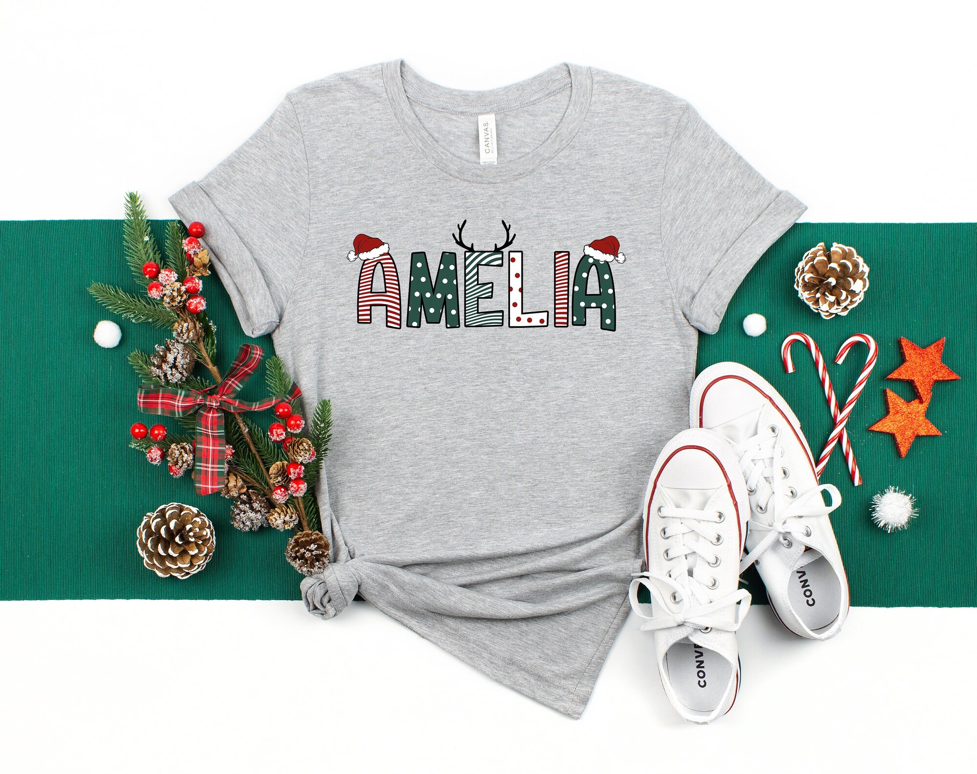Custom Christmas Reindeer Name Shirt: Holiday Crew Tee