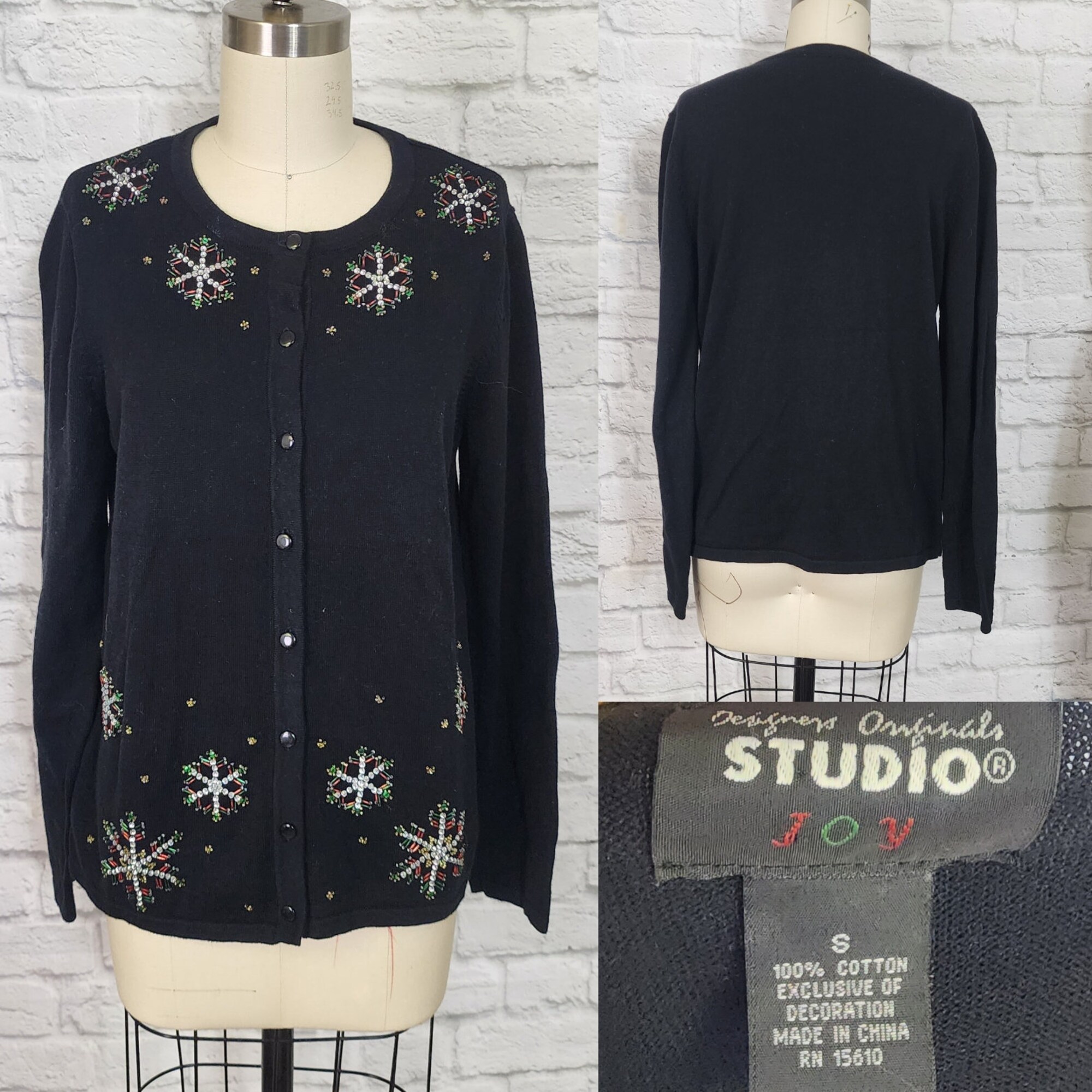 il_2000xN.5532919349_e59p-1.jpg U Pick! Size S/M Ugly Christmas sweaters 90s Beaded Santa Snowman Poinsettia Tree Elf Snow Flake Novelty print 1990s