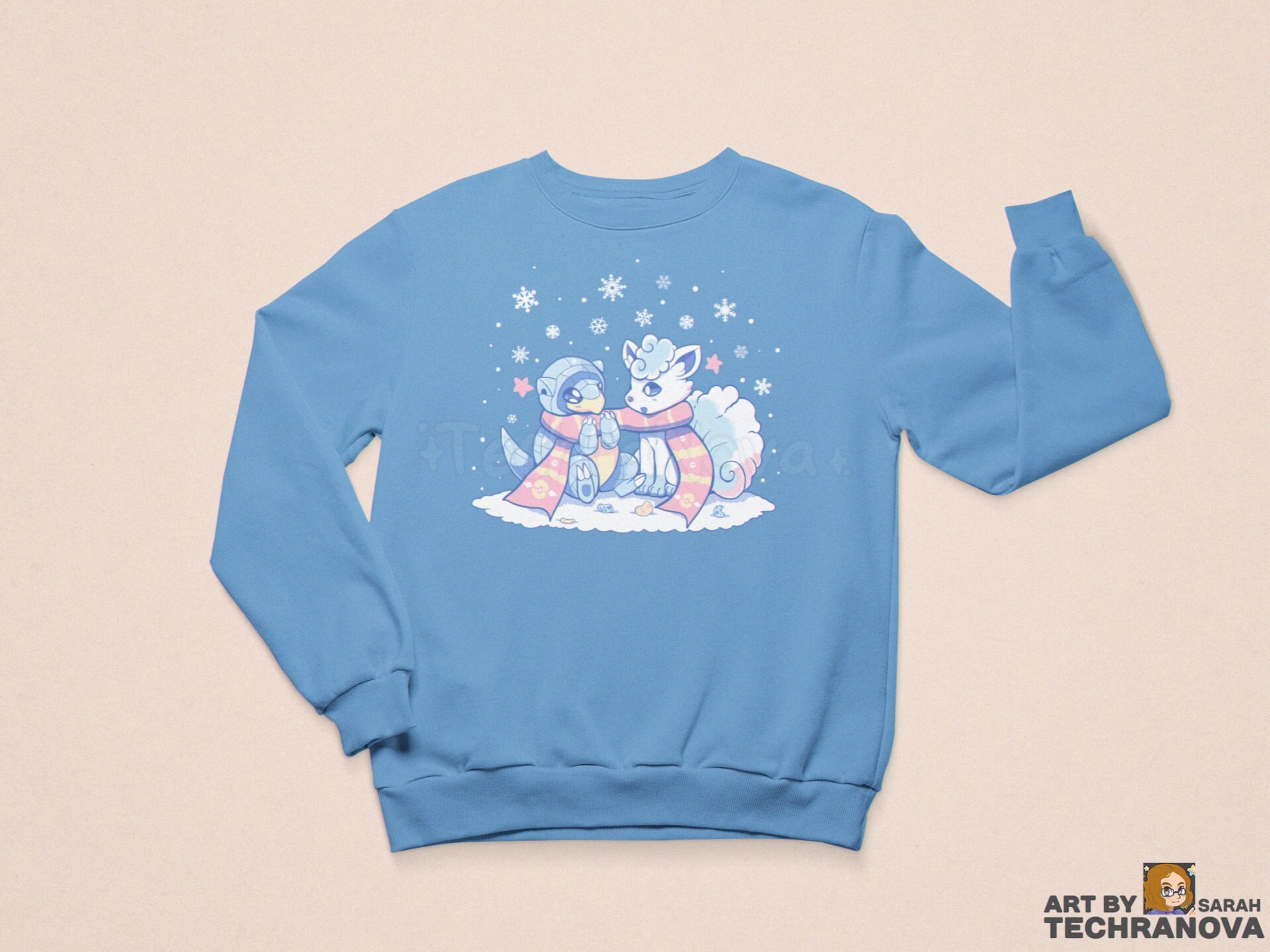 Frosty Forms – Vulpix Sandshrew Inspired // Unisex EcoSmart® Fleece Crewneck Sweatshirt
