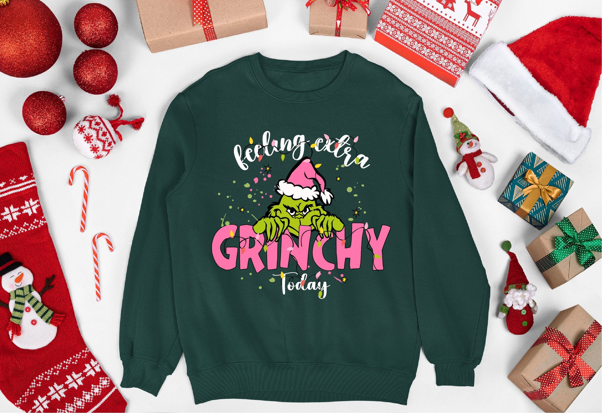Feeling Extra Grinchy Today Christmas Sweatshirt, Grinchmas Sweatshirt, Grinch Lovers Christmas Sweatshirt, Grinch Movie Fan Sweatshirt