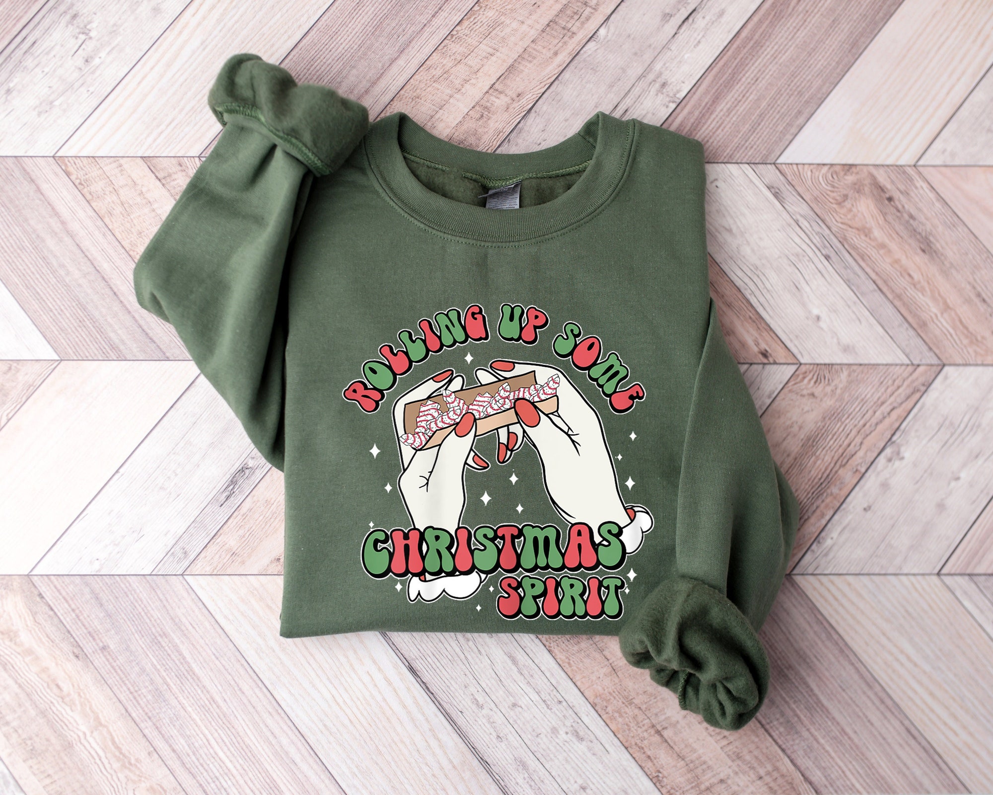 Rolling up Some Christmas Spirit Sweatshirt, Funny Christmas Sweatshirt, Christmas Sweatshirt, Christmas Gift Shirt, 420 Christmas Hoodie