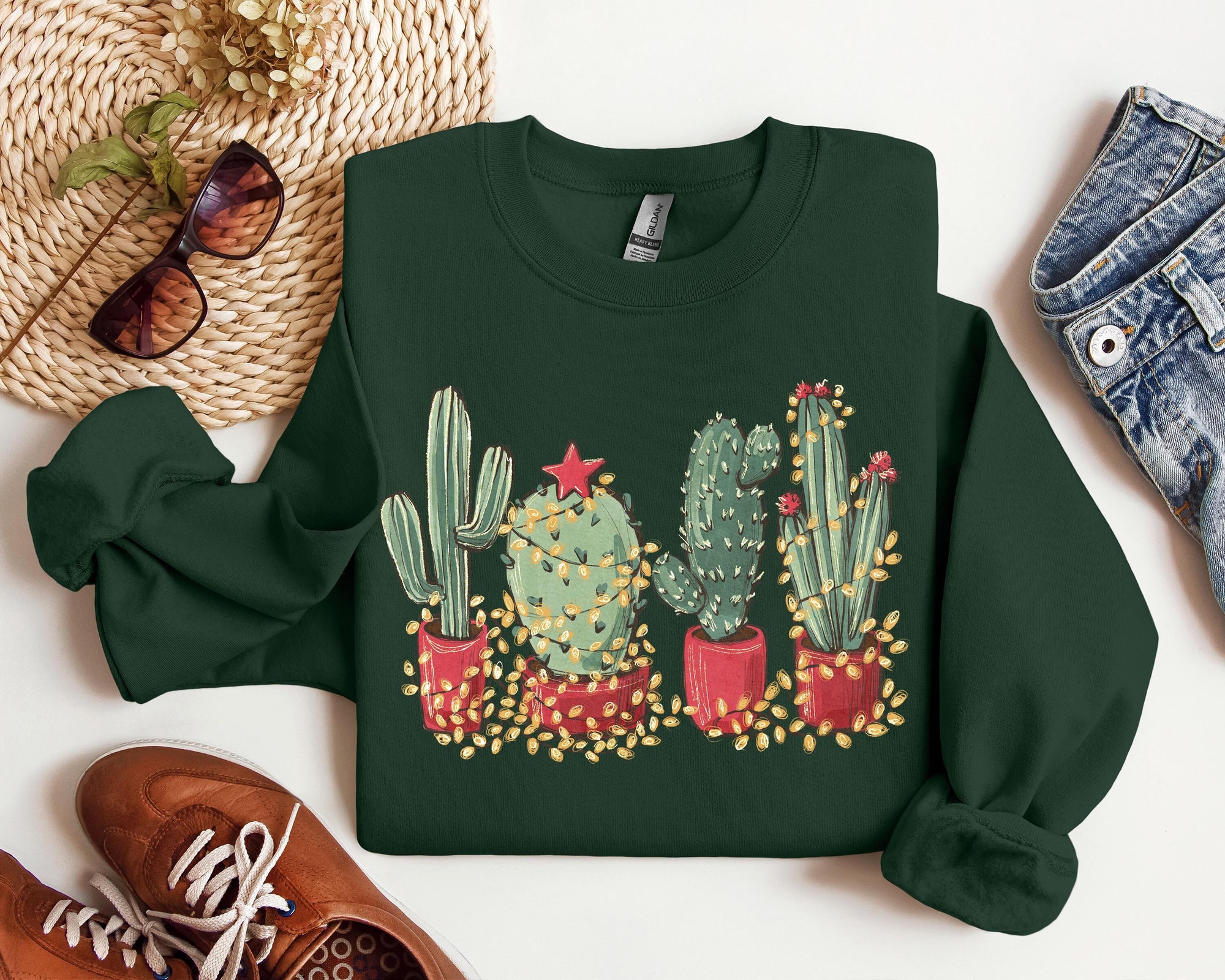 Christmas Cactus Shirt, Christmas Shirt, Cowboy Christmas, Cactus Lover Gift, Plant Lover Shirt, Southern Christmas, Cactus Sweatshirt