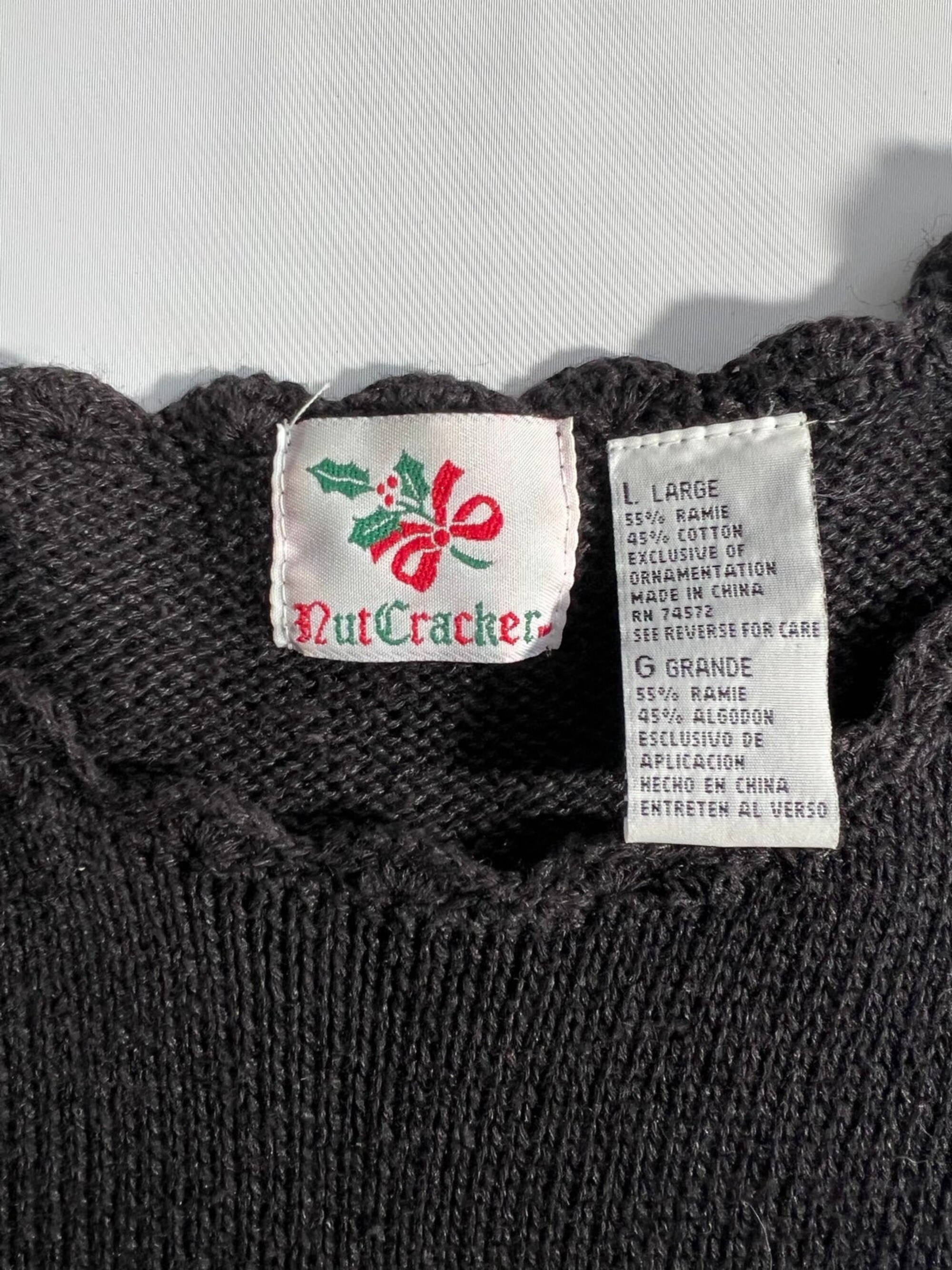 il_2000xN.5549607148_i2dl.jpg Nutcracker Women’s Christmas Holiday Sweater Embroidered Tree Hollies Knit sz L