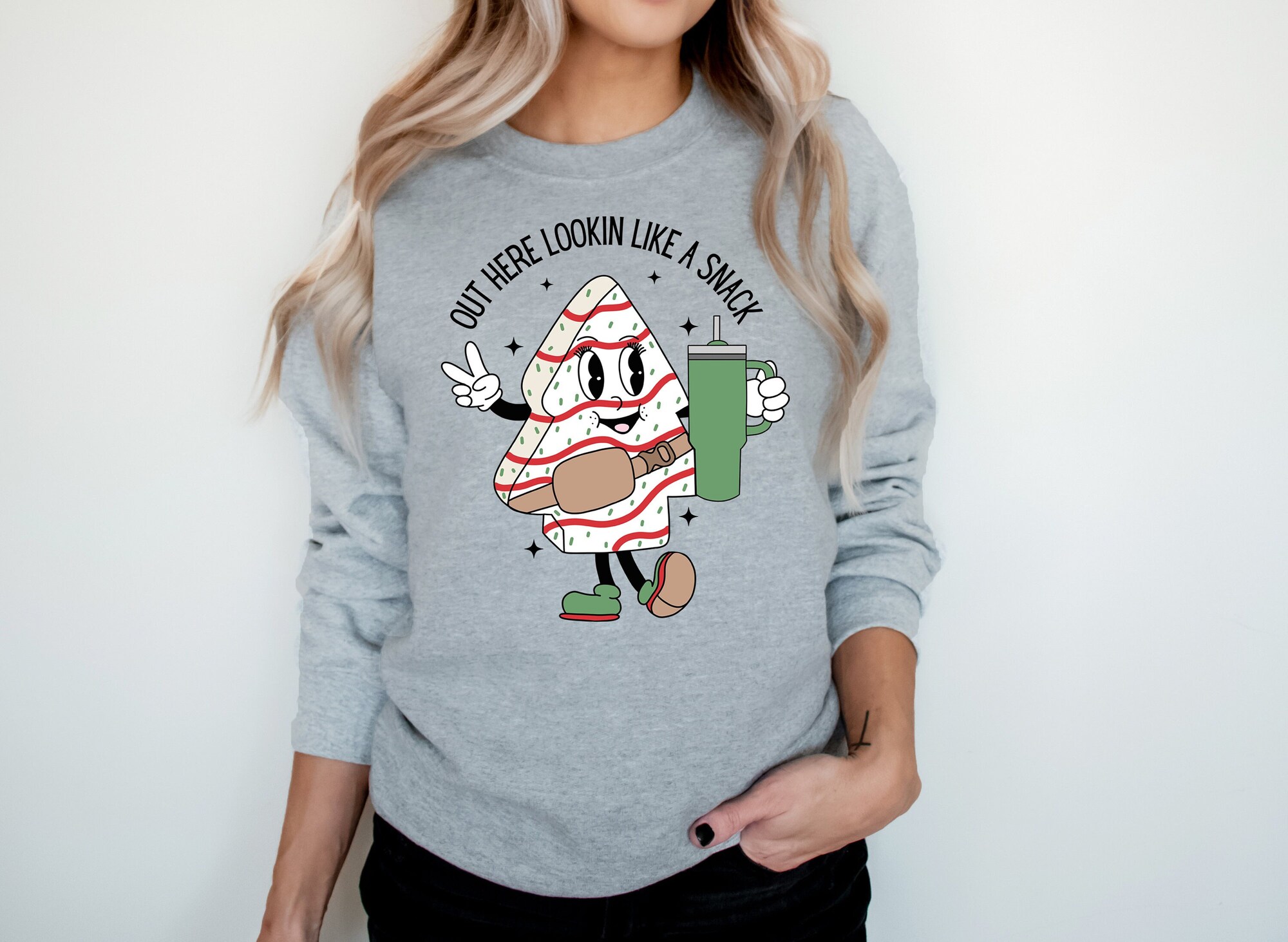 il_2000xN.5560292063_485k-1.jpg Funny Christmas Sweatshirt: Retro Holiday 'Looking Like a Snack' Design