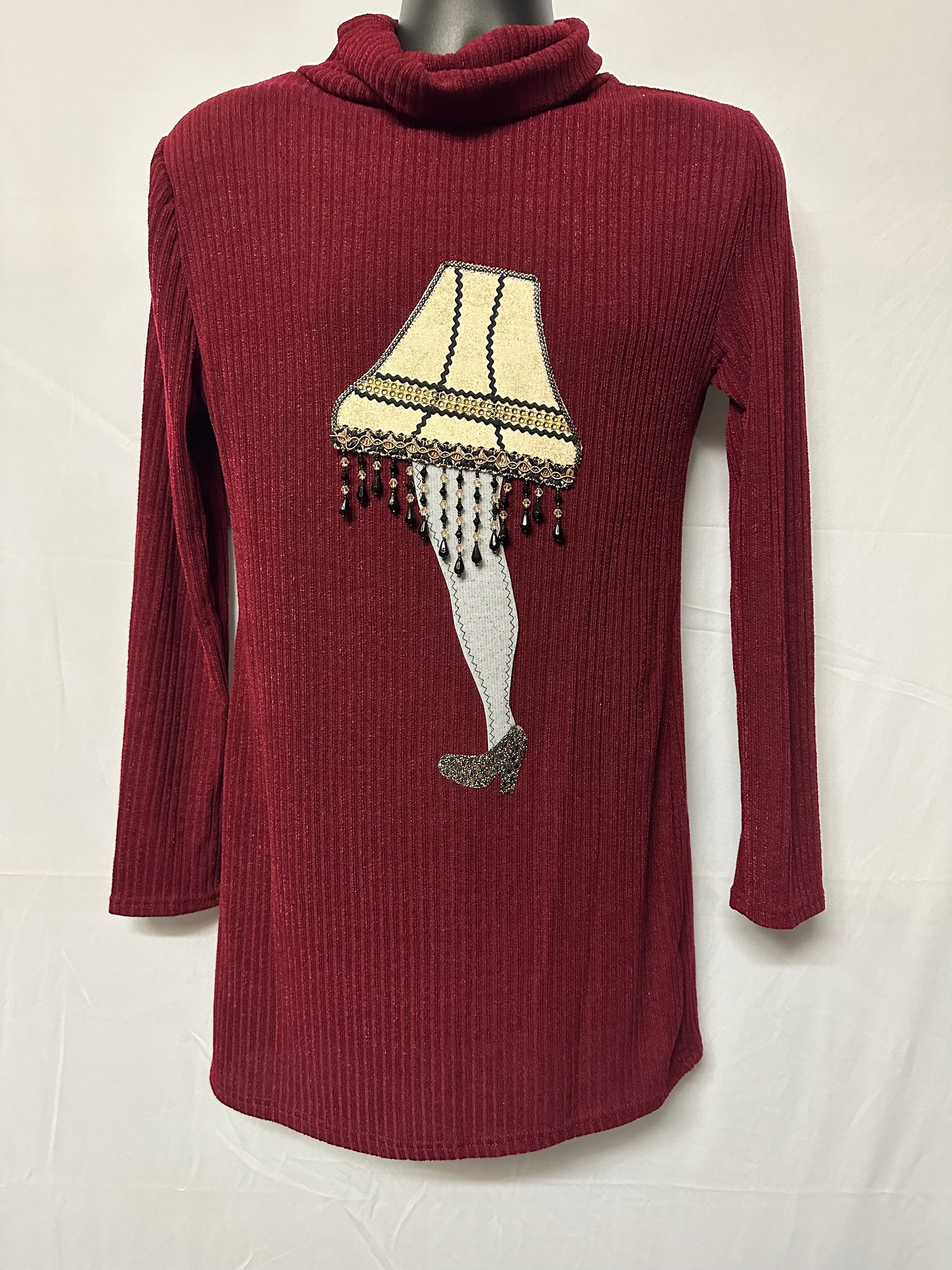 Ugly Christmas Sweater Dress with a “LEG LAMP” From “A Christmas Story” Size Medium