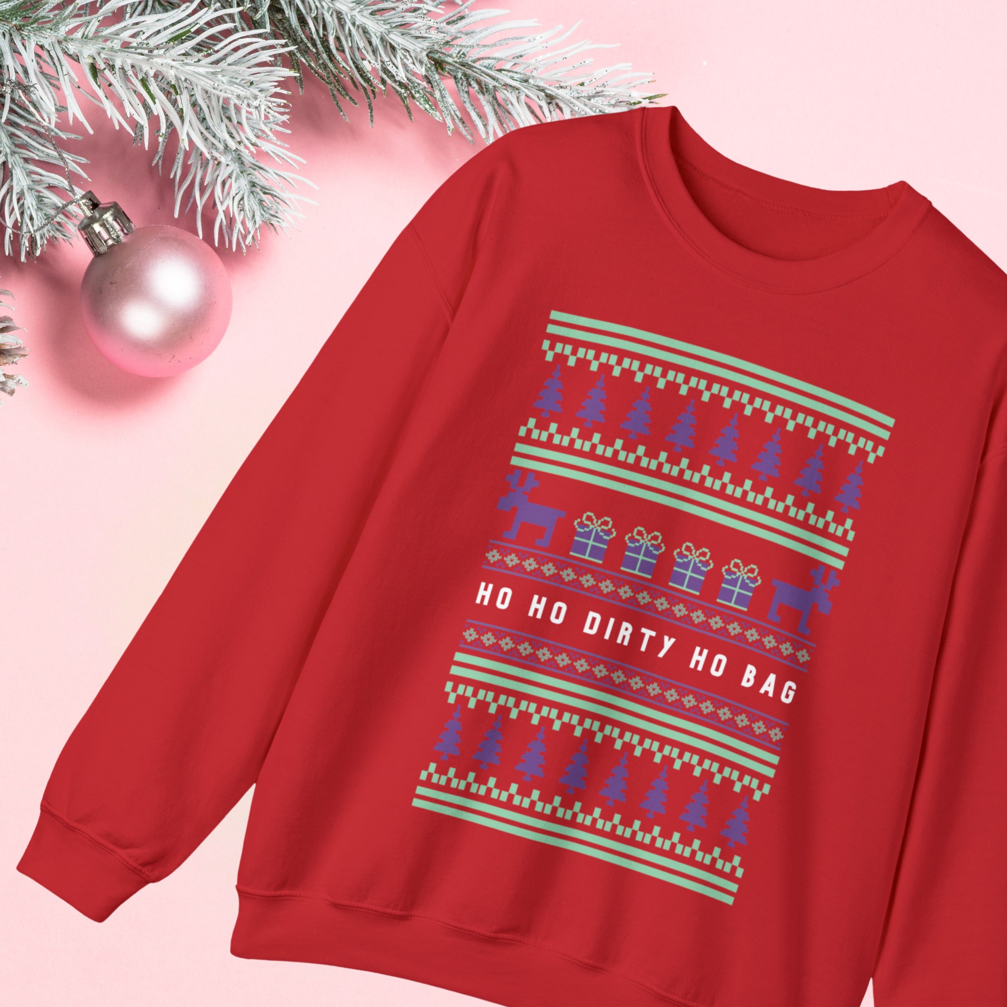 Ho Ho Dirty Ho Bag “Ugly Christmas Sweater” Unisex Heavy Blend™ Crewneck Sweatshirt (Sizes S-5X) Funny Tacky Holiday Shirt Plus Size