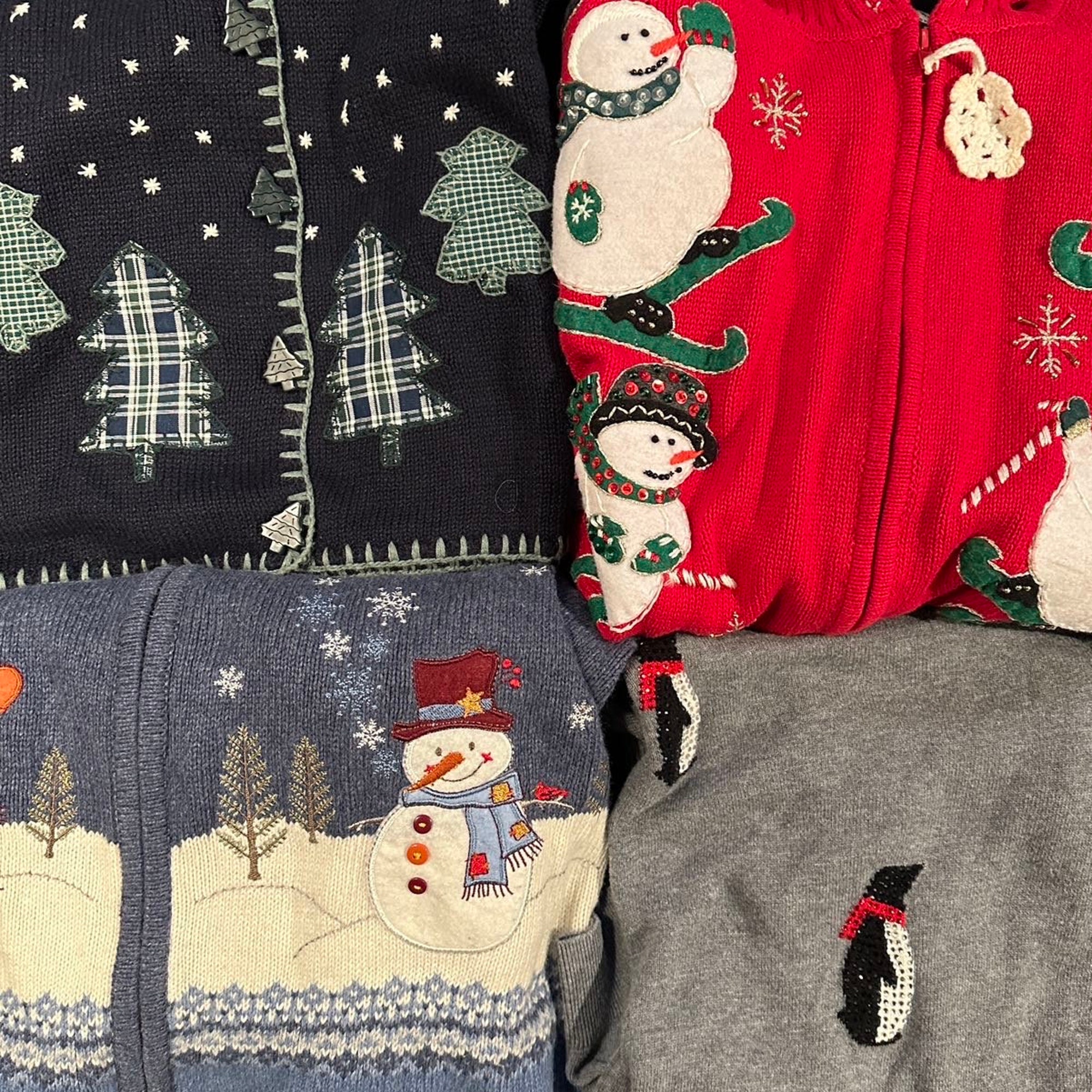 Women’s Ugly Christmas Sweater Holiday Sweater Thrift Box Winter Ugly Grandma Christmas Bundle Second Hand Sustainable Sweater Grandma