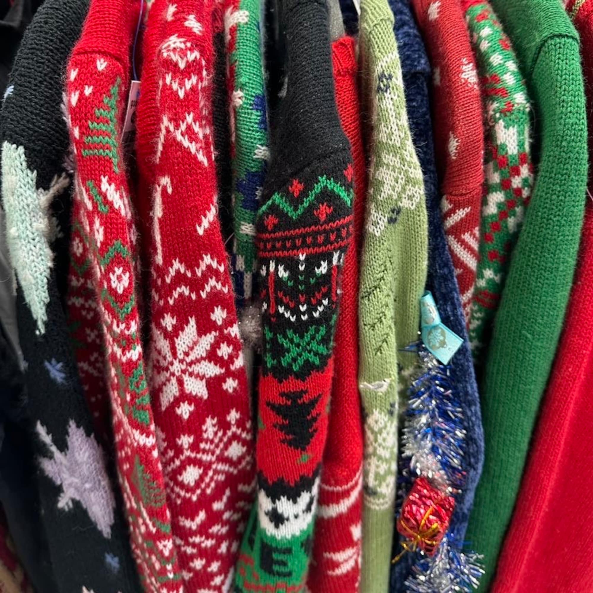 il_2000xN.5585048031_pgfc.jpg Women’s Ugly Christmas Sweater Holiday Sweater Thrift Box Winter Ugly Grandma Christmas Bundle Second Hand Sustainable Sweater Grandma