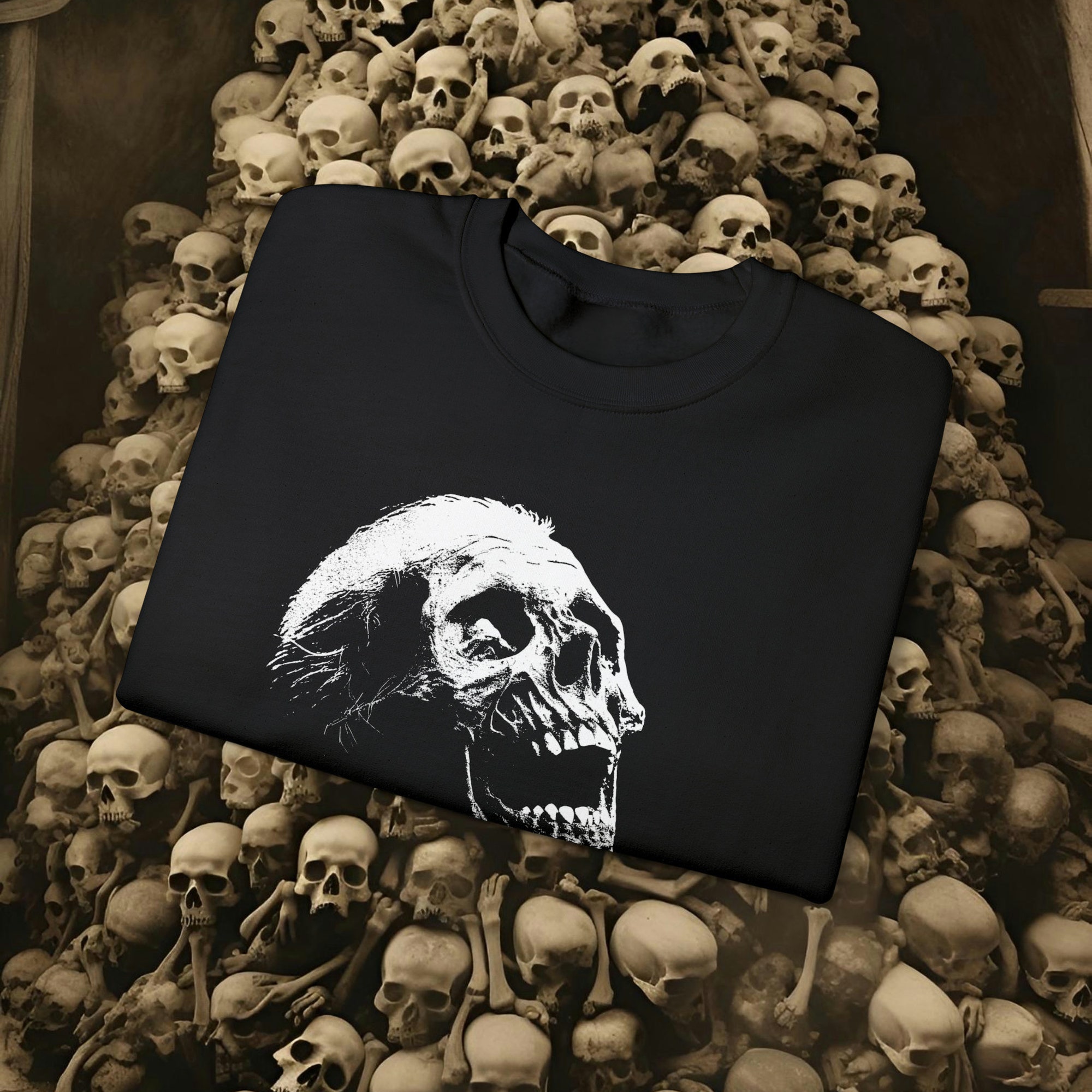 il_2000xN.5585153217_otve.jpg Never Better Skeleton Sweatshirt: Funny Goth Grunge Creepmas Gift