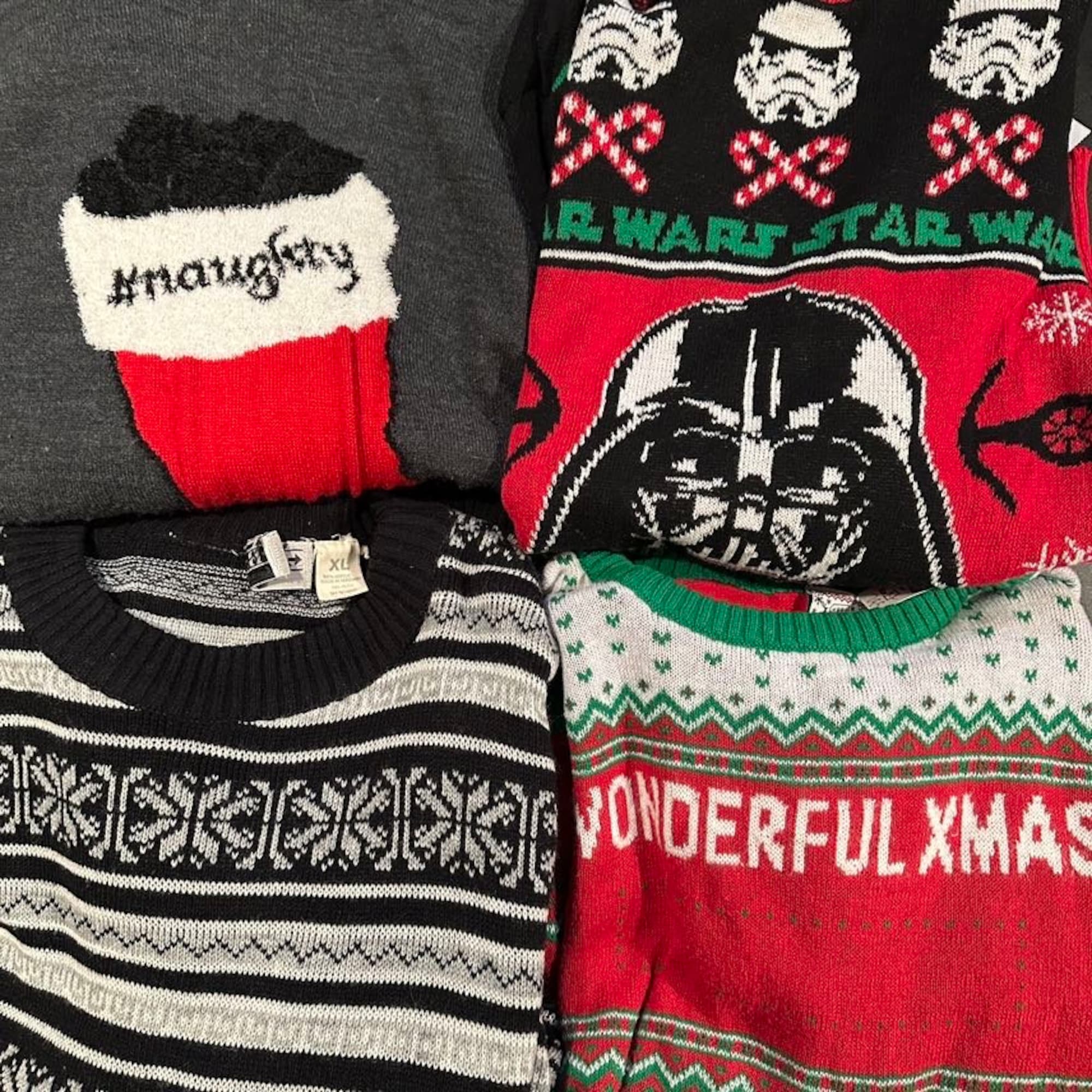 il_2000xN.5621910957_jqng.jpg Women’s Ugly Christmas Sweater Holiday Sweater Thrift Box Winter Ugly Grandma Christmas Bundle Second Hand Sustainable Sweater Grandma