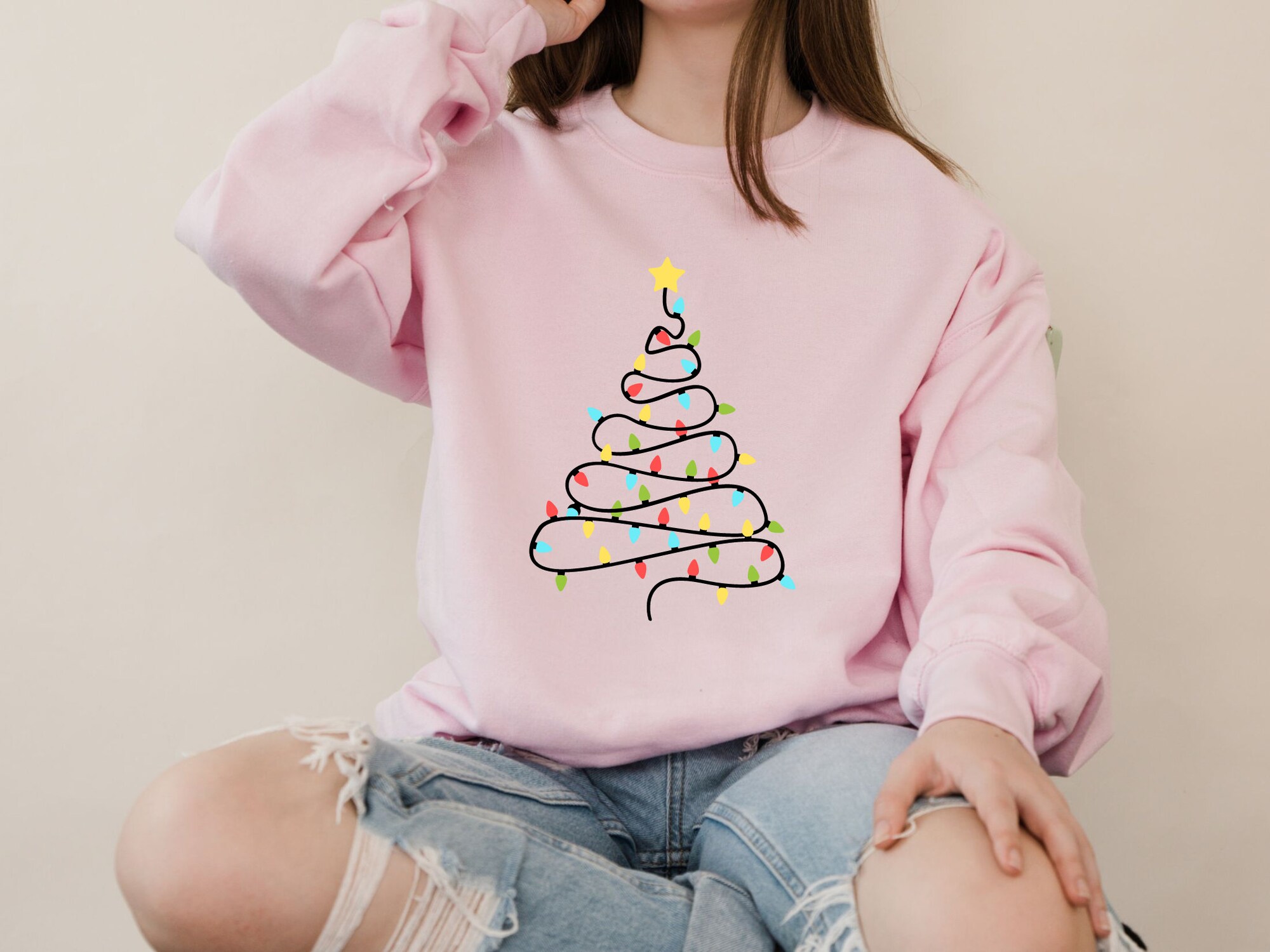 il_2000xN.5622111177_bk7x-1.jpg Christmas Tree Lights Sweatshirt ,Merry Christmas Lights Hoodie, Christmas Lights Sweatshirt, Christmas Tree Tee, Cute Christmas Sweatshirt