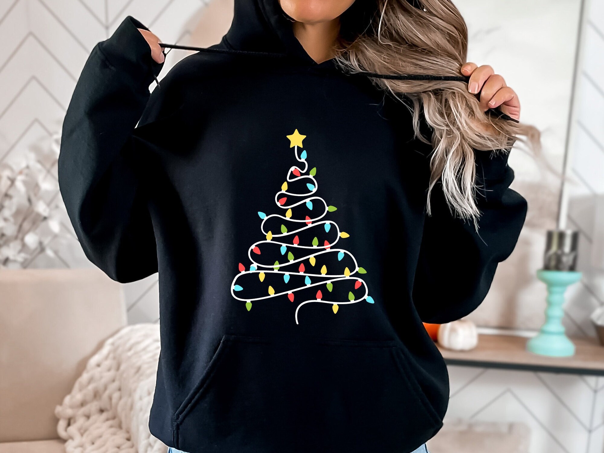 Christmas Tree Lights Sweatshirt ,Merry Christmas Lights Hoodie, Christmas Lights Sweatshirt, Christmas Tree Tee, Cute Christmas Sweatshirt