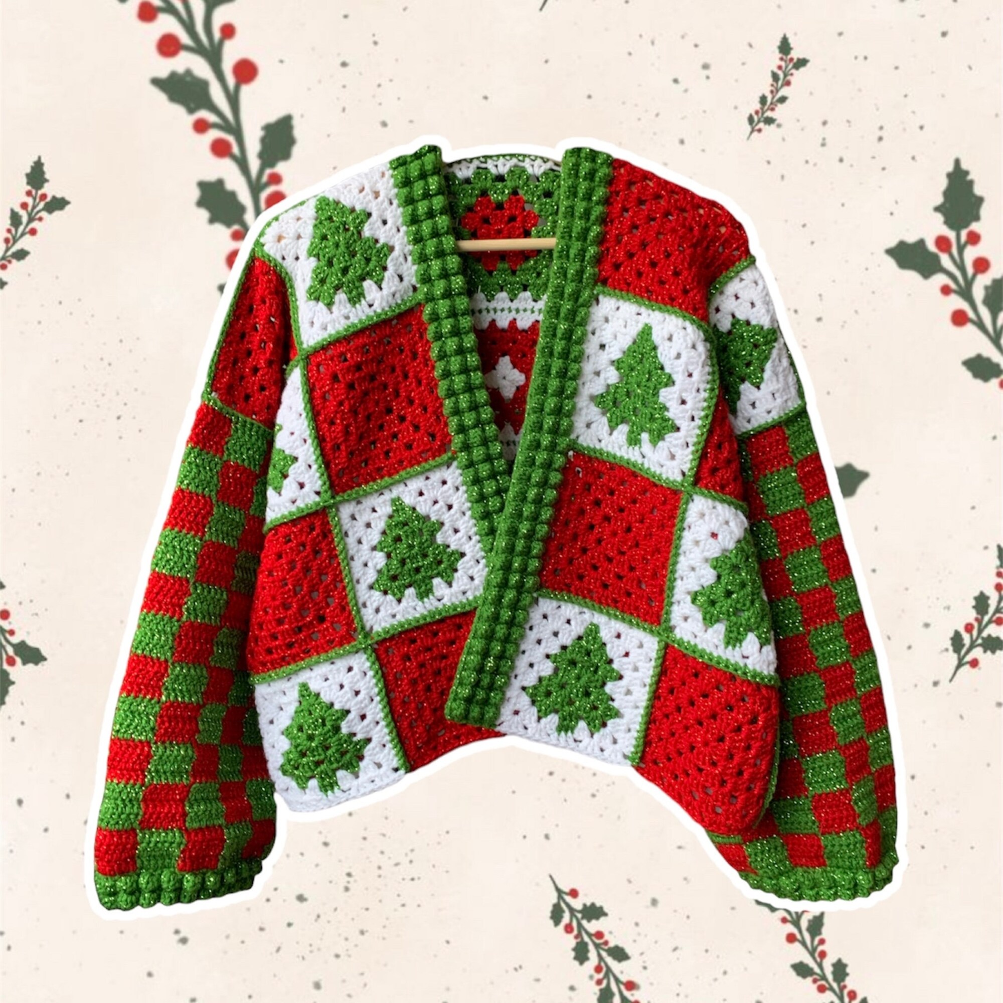 Christmas Crochet Cardigan Pattern: PDF Crochet Cardigan Pattern, Holiday Sweater, Size Inclusive and Beginner Friendly
