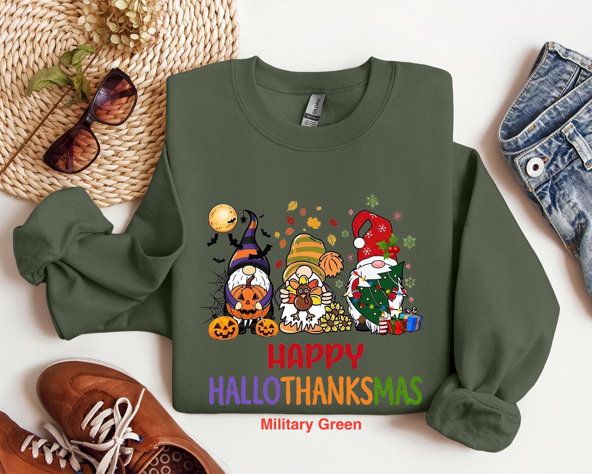 il_2000xN.6110360012_5p54-1.jpg Happy Hallothanksmas Sweatshirt, Hallothanksmas Shirt, Holiday Season Sweatshirt, Halloween Thanksgiving Christmas Shirt, Hallothanksmas Tee