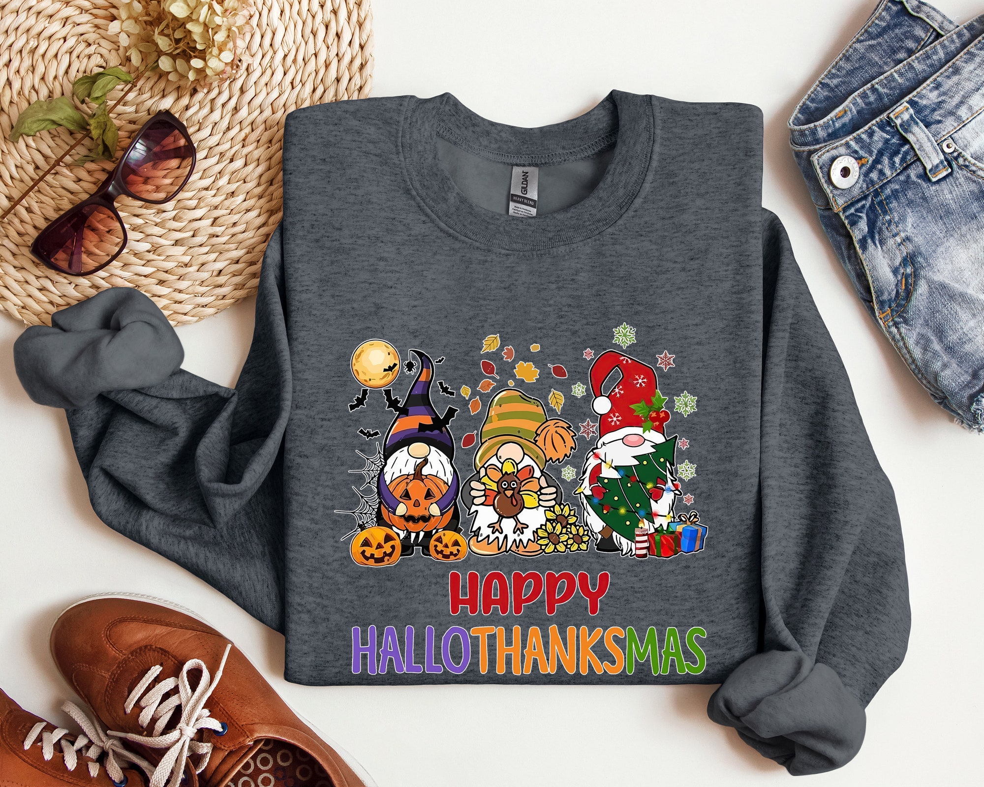 il_2000xN.6110360040_figc-1.jpg Happy Hallothanksmas Sweatshirt, Hallothanksmas Shirt, Holiday Season Sweatshirt, Halloween Thanksgiving Christmas Shirt, Hallothanksmas Tee