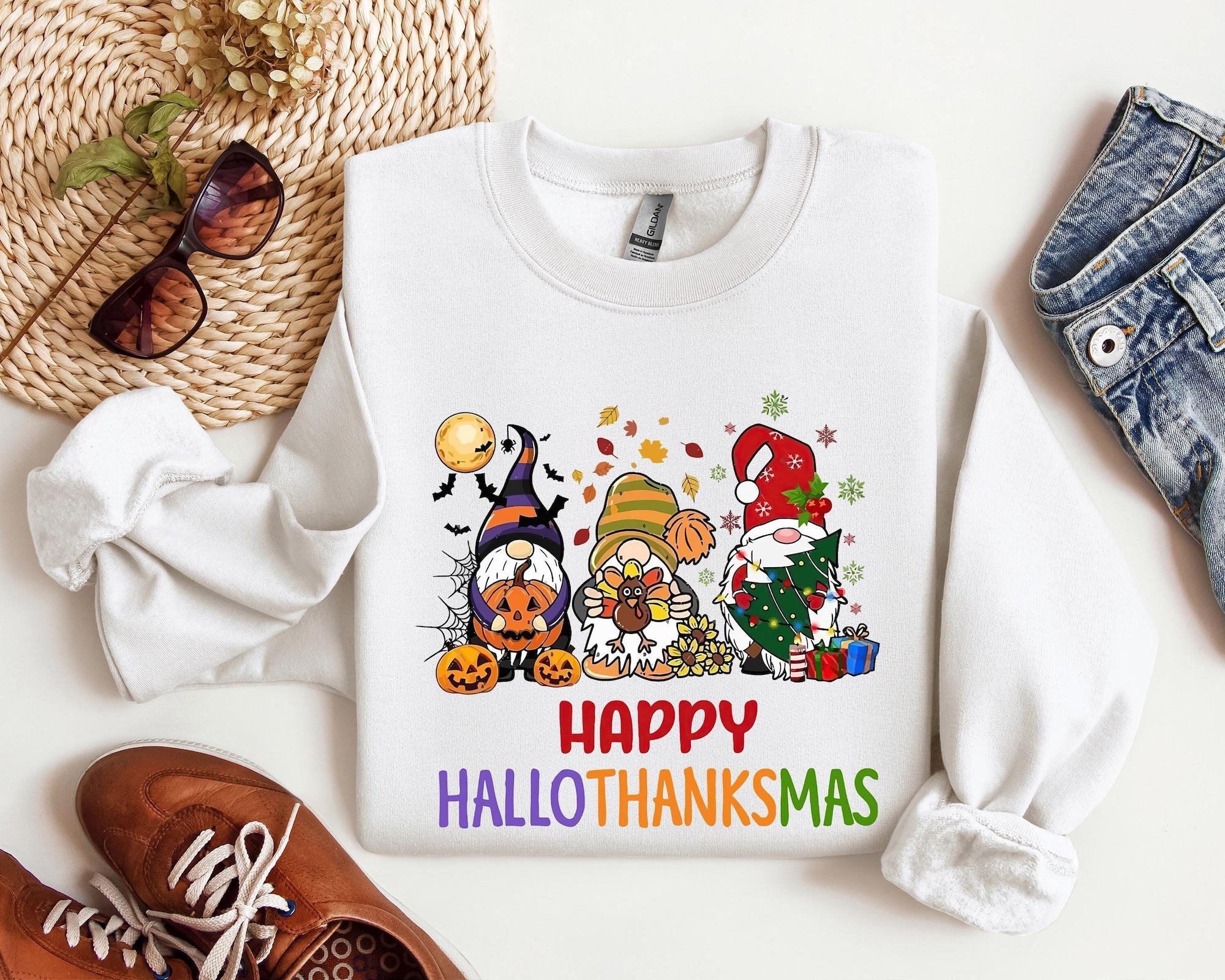 Happy Hallothanksmas Sweatshirt, Hallothanksmas Shirt, Holiday Season Sweatshirt, Halloween Thanksgiving Christmas Shirt, Hallothanksmas Tee