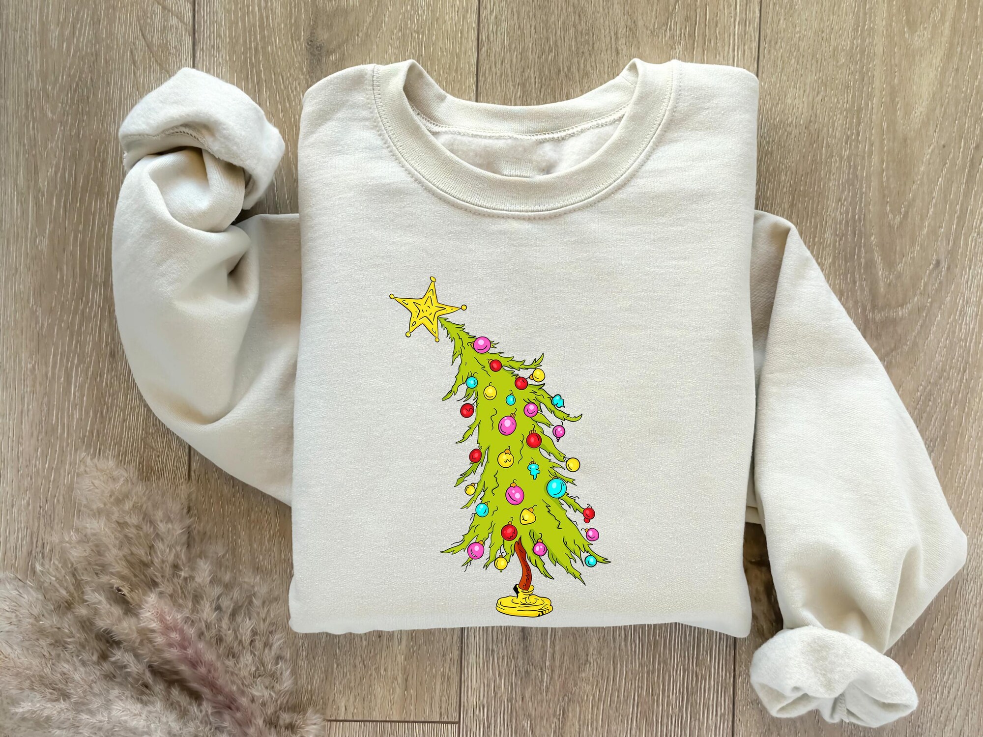 il_2000xN.6164735836_2vdf.jpg Whimsical Christmas Tree Shirt, Whoville Tree Sweatshirt, Whimsical Green Star Tree, Trendy Christmas Tree Sweatshirt, Tee, Retro Shirt