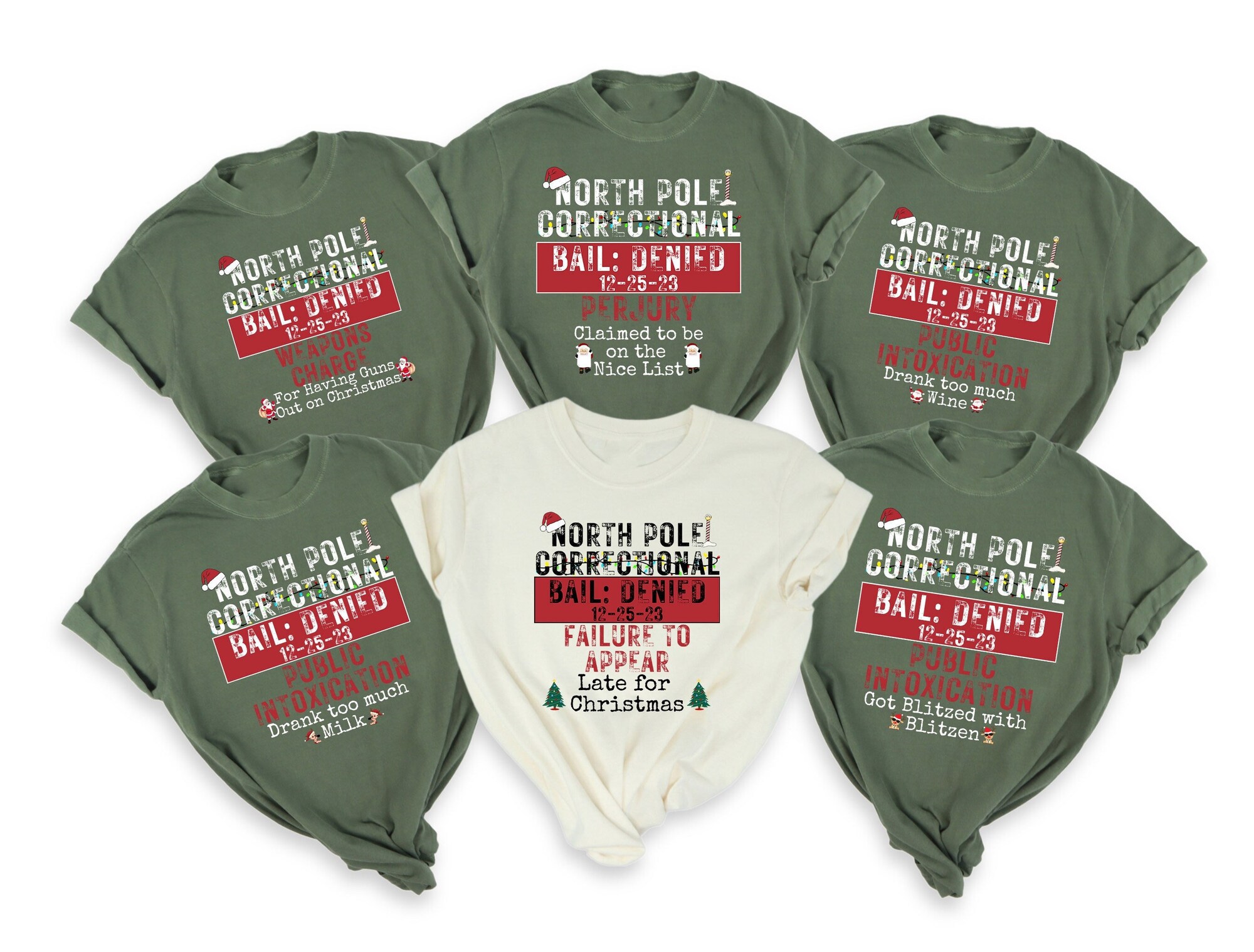 Personalized Matching Family Christmas Shirts Gift, Custom North Pole Correctional Tee, Funny Group Christmas Matching, Holiday Xmas Shirts