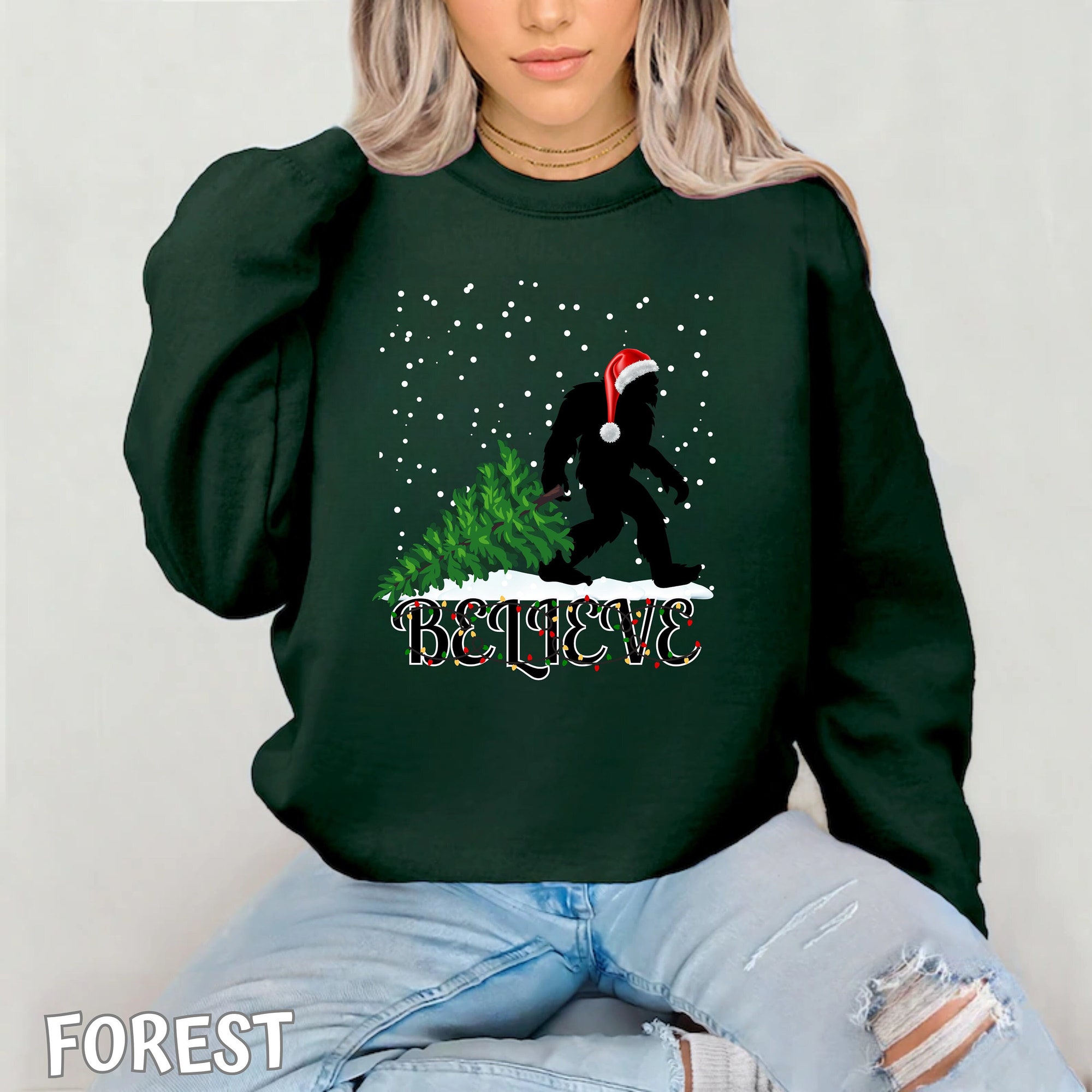 Believe Big Foot Sweatshirt, Sasquatch Santa Hoodie, Funny Sasquatch Christmas Shirt, Merry Christmas Sweatshirt, Funny Christmas T-Shirt,
