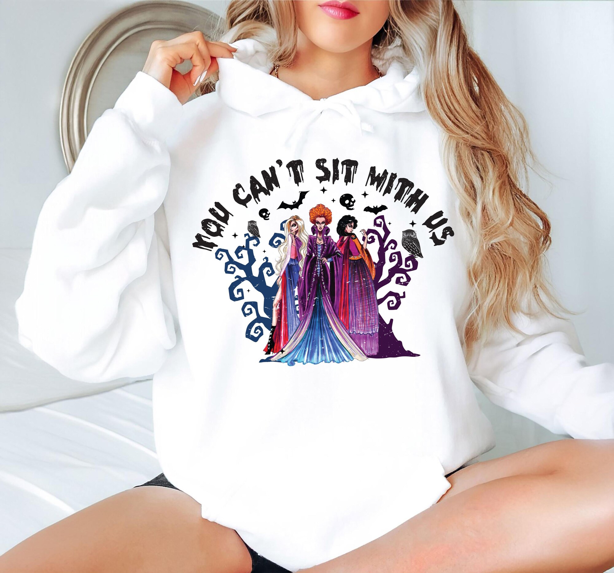 You Cant’t Sit With Us Sweatshirt, Witch Bats T-Shirt, Spooky Vibes Gift, spooky Season Hoodie For Woman, Trendy Witches Brew Tee, F030