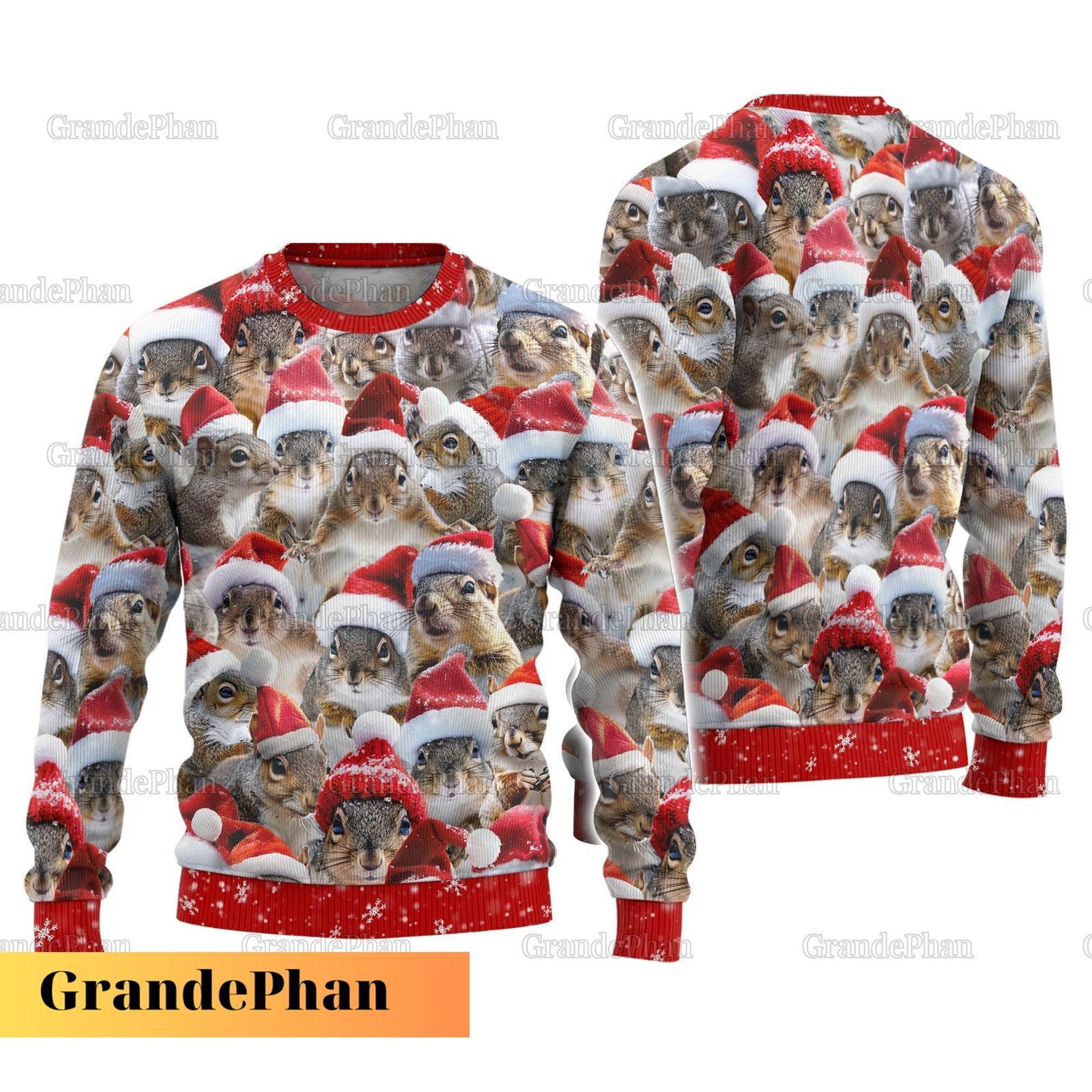 Christmas Squirrel Ugly Sweater, Squirrel Christmas Sweater, Squirrel Xmas Sweater, Cute Squirrel Sweater Men, Funny Holiday Sweater
