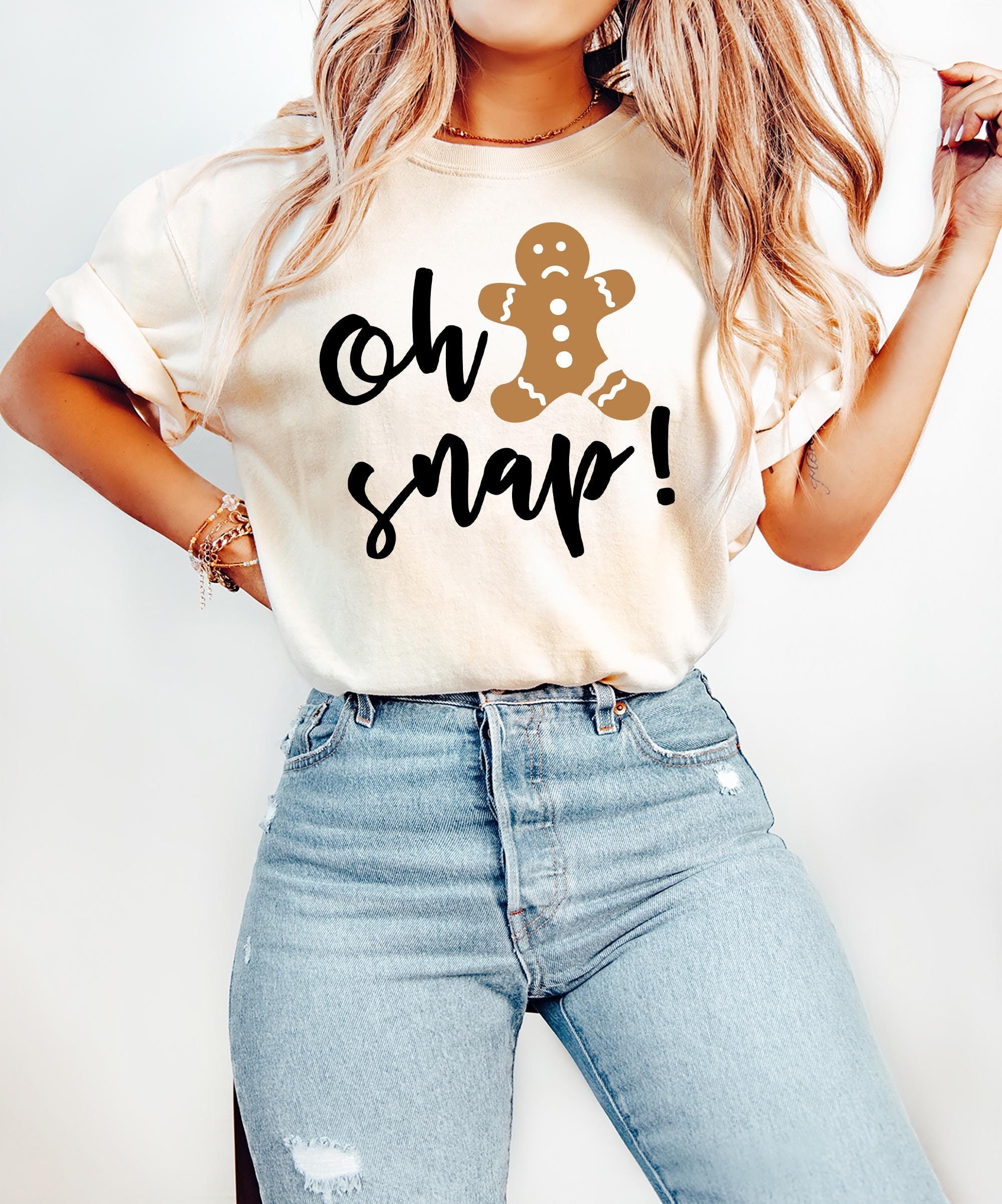 Oh Snap Gingerbread Sweatshirt, Christmas Shirt, Christmas Cookie T-Shirt, Sparkly Christmas Crewneck, Funny Christmas Tee