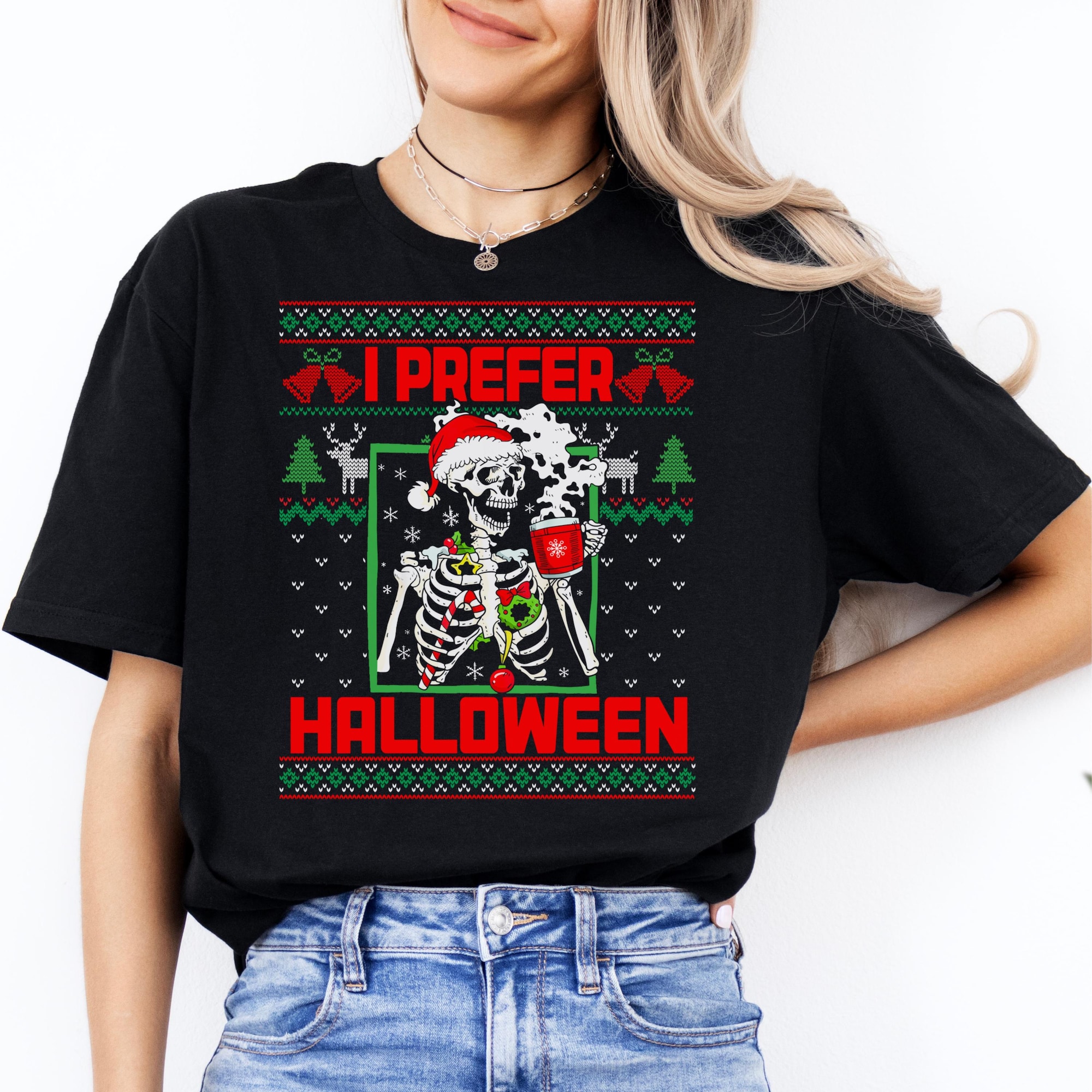Horror Christmas Skeleton Tee, Comfort Colors, Horror Lover, Goth, Gothic, Spooky Cute, Eerie Holiday, Retro Style, Unisex, Ugly Sweater