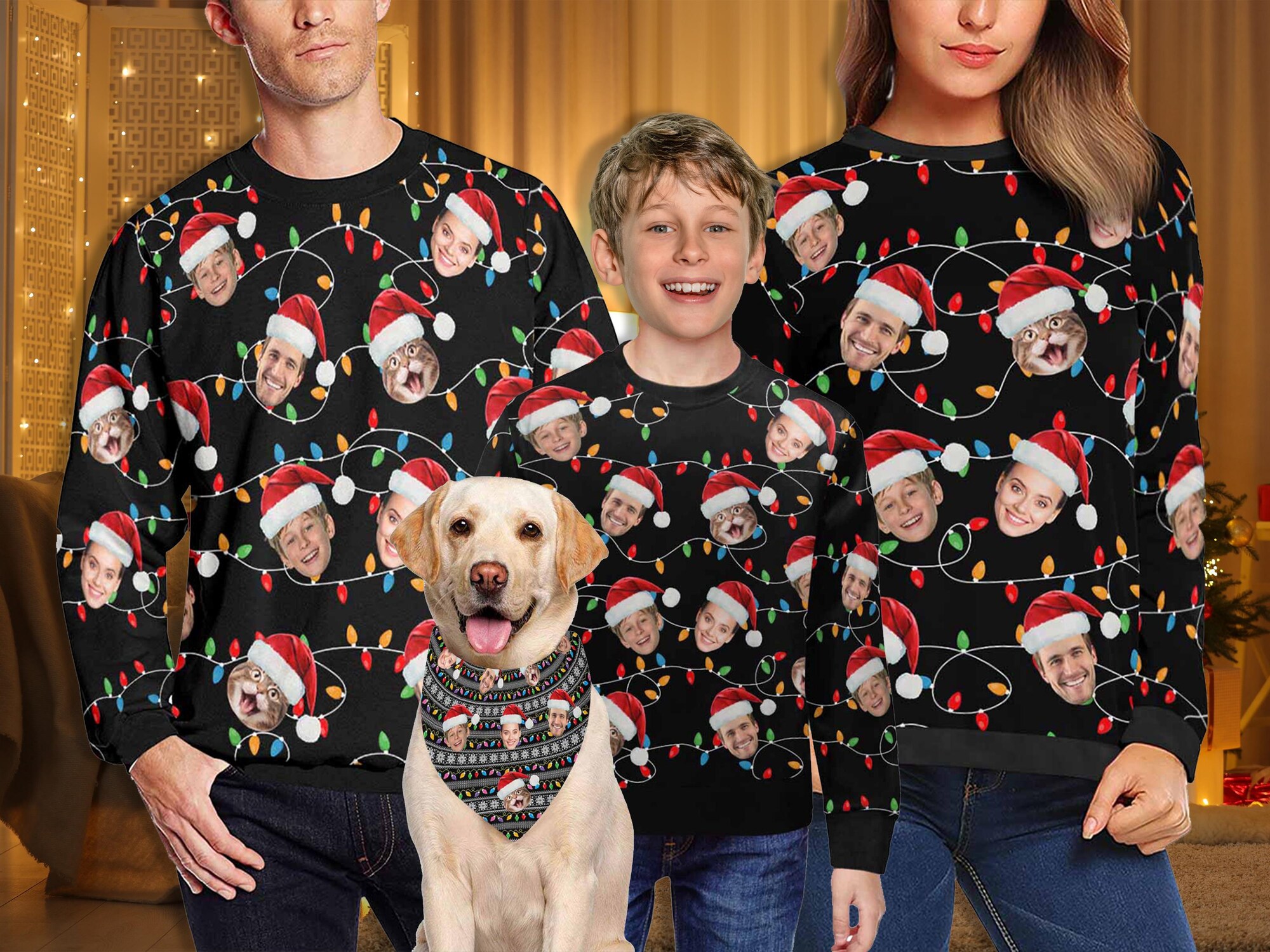 Custom Face Ugly Christmas Sweater: Personalized Photo Crewneck