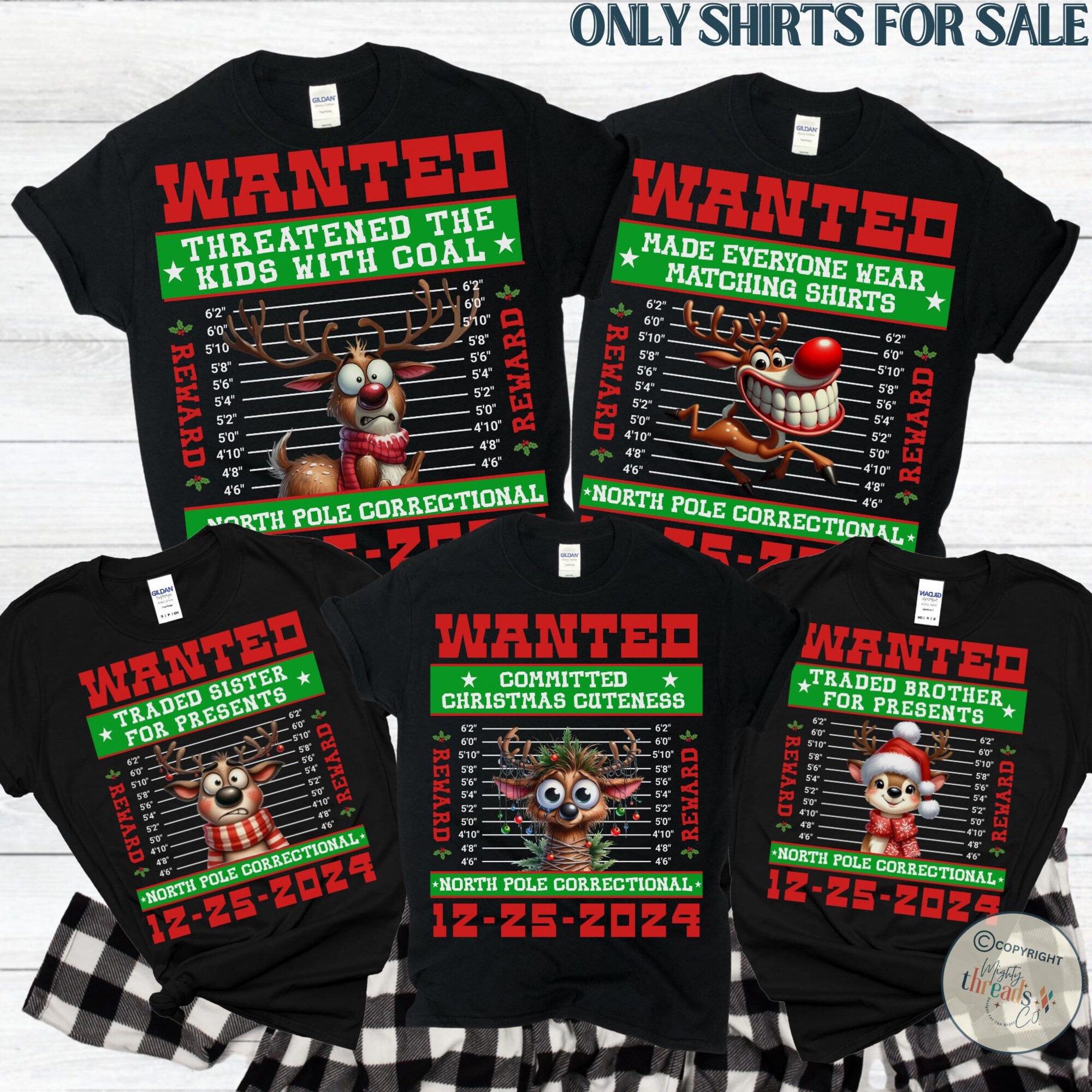 Family Christmas Pajamas, Matching Holiday Pajamas for Family, Christmas PJs, Family Christmas Shirts, Reindeer North Pole Correctional