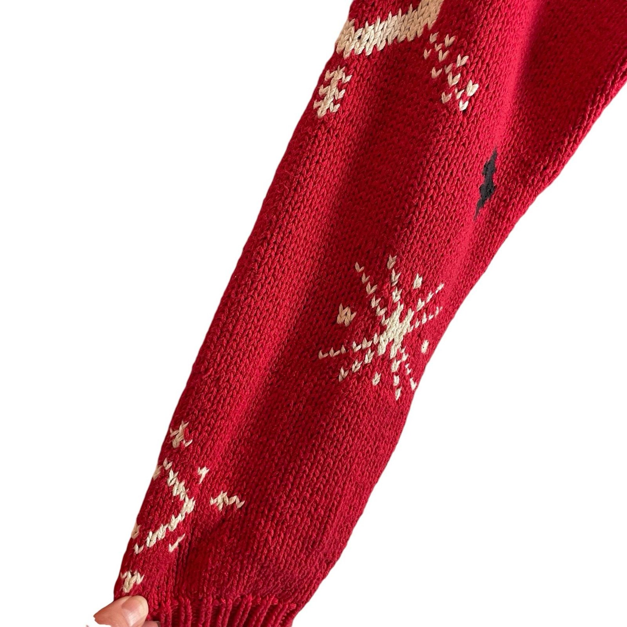 il_2000xN.6297119257_g6dz.jpg Vintage Neiman Marcus Christmas Reindeer mock neck hand knit sweater size small